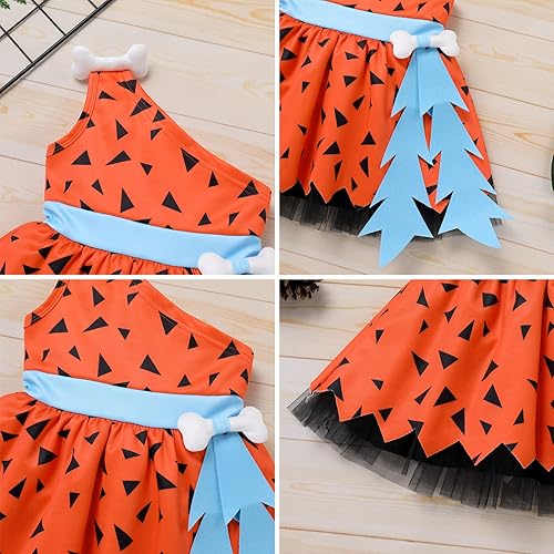 Miniatura 5 de IDOPIP Disfraz de Bam Bam para niños, disfraz de cavernícola, de la edad de piedra para niña, niño, Halloween, cosplay, sesión de fotos, 6M-6T