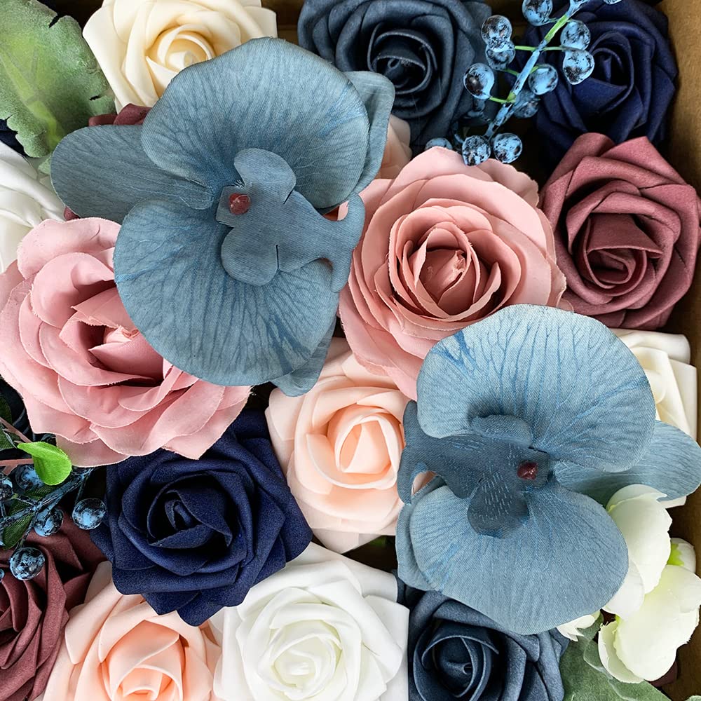 Fleurs Artificielles En Soie - Pack 28 Pièces (roses, Baies, Eucalyptus...) - Pour Mariage, Décoration Maison