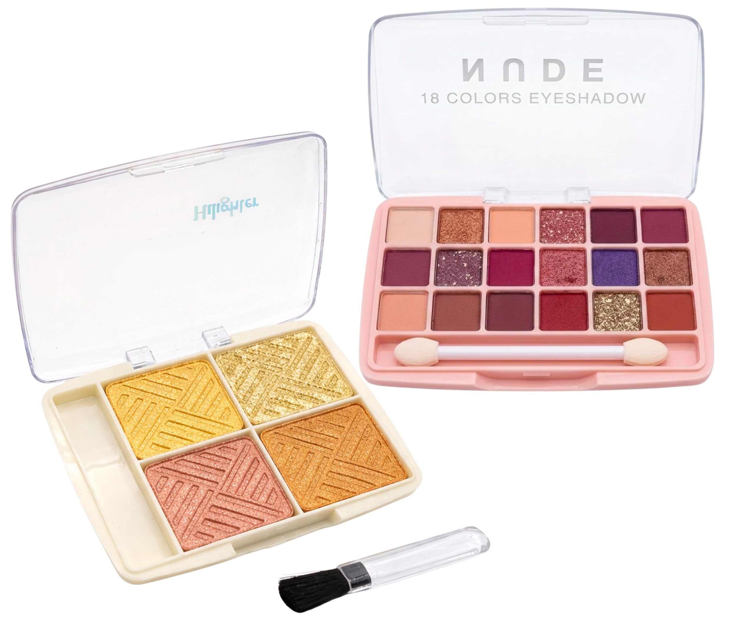 Professional 2-Piece Eye & Face Makeup Combo Set - All-in-One Palette Kit with 18-Color Nude & Shimmer Eyeshadow Palette and 4-Color High-Definition Luminous Highlighter Kit-image-42