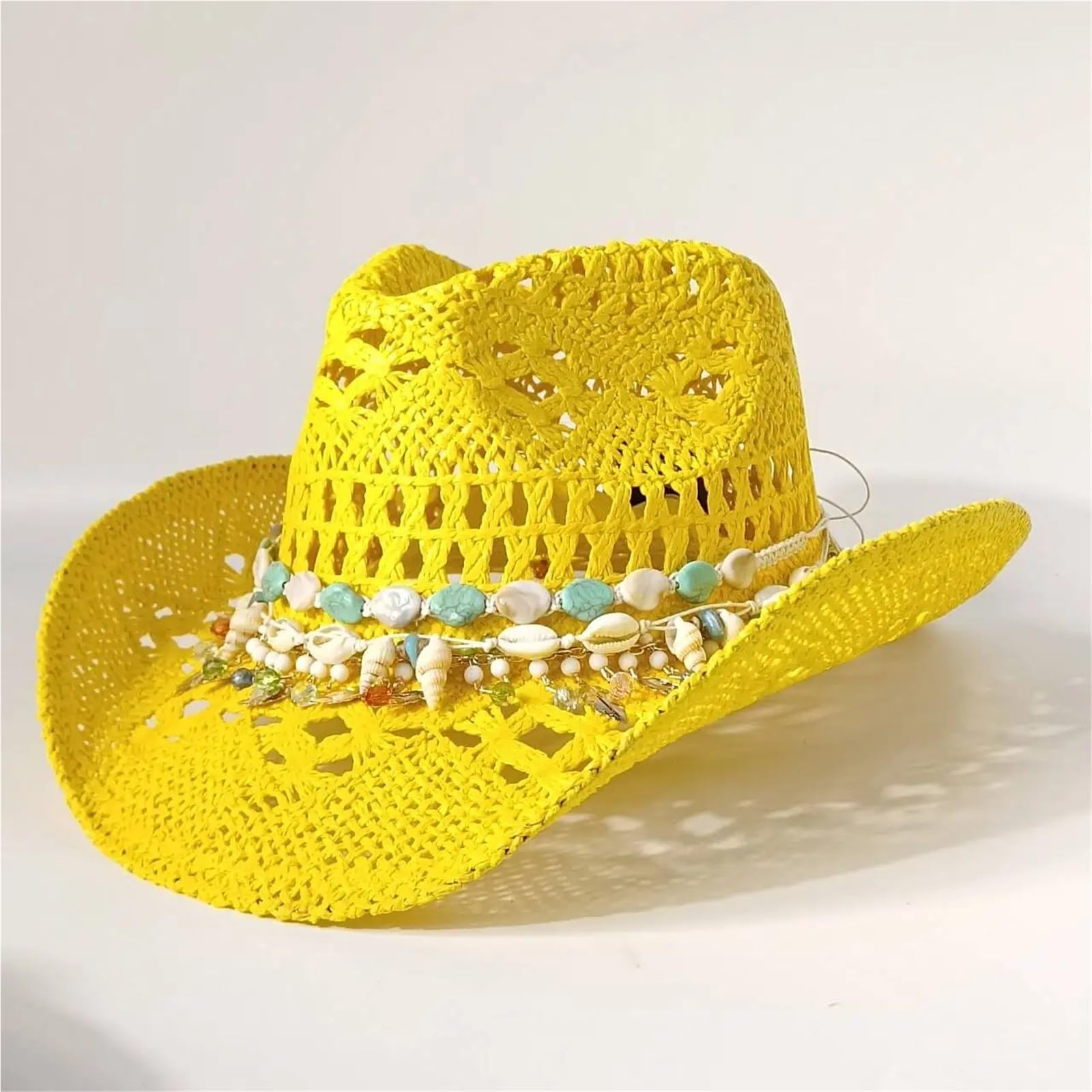 Cappello Paglia Cowboy Cappello da Cowboy Occidentale all'Uncinetto Traspirante