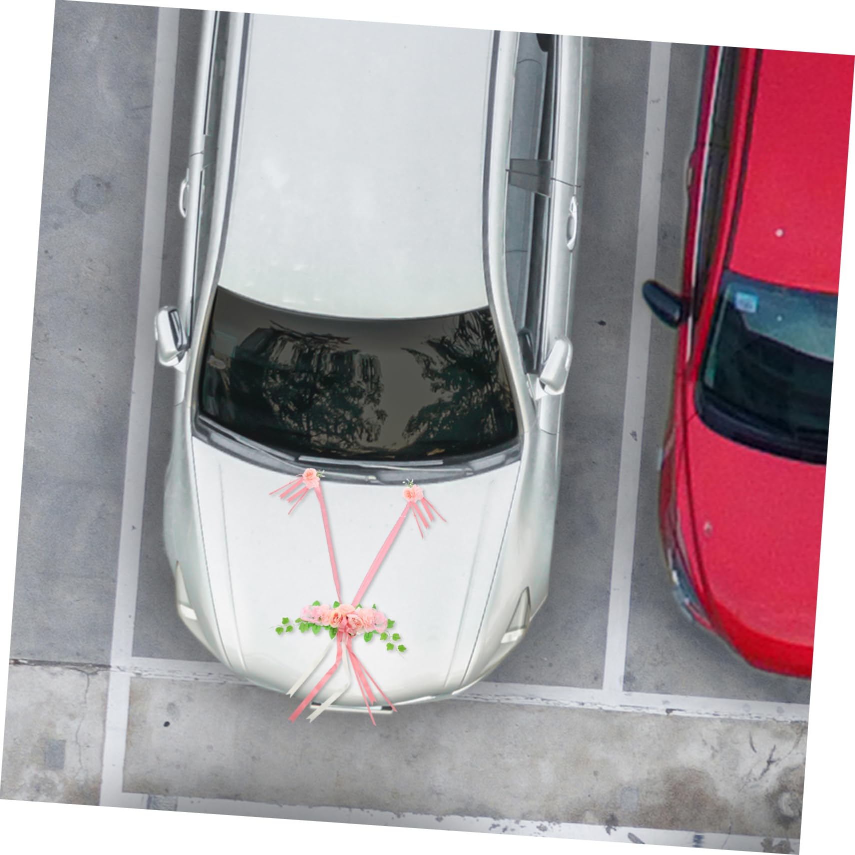 Mipcase Auto-kühlerhaubenband Künstlicher Hauptblume Hochzeitsauto-Dekoration für Brautpartys und Hochzeitsfeiern Einfache Installation Langlebig und Farbecht