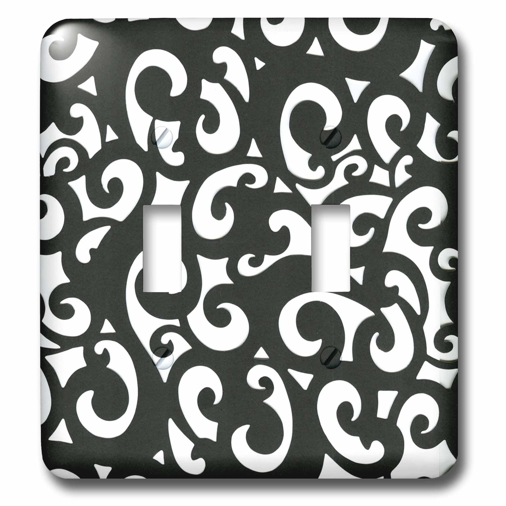 Interrupteur à bascule noir et blanc 3dRose lsp_40866_2 plaque murale design scroll