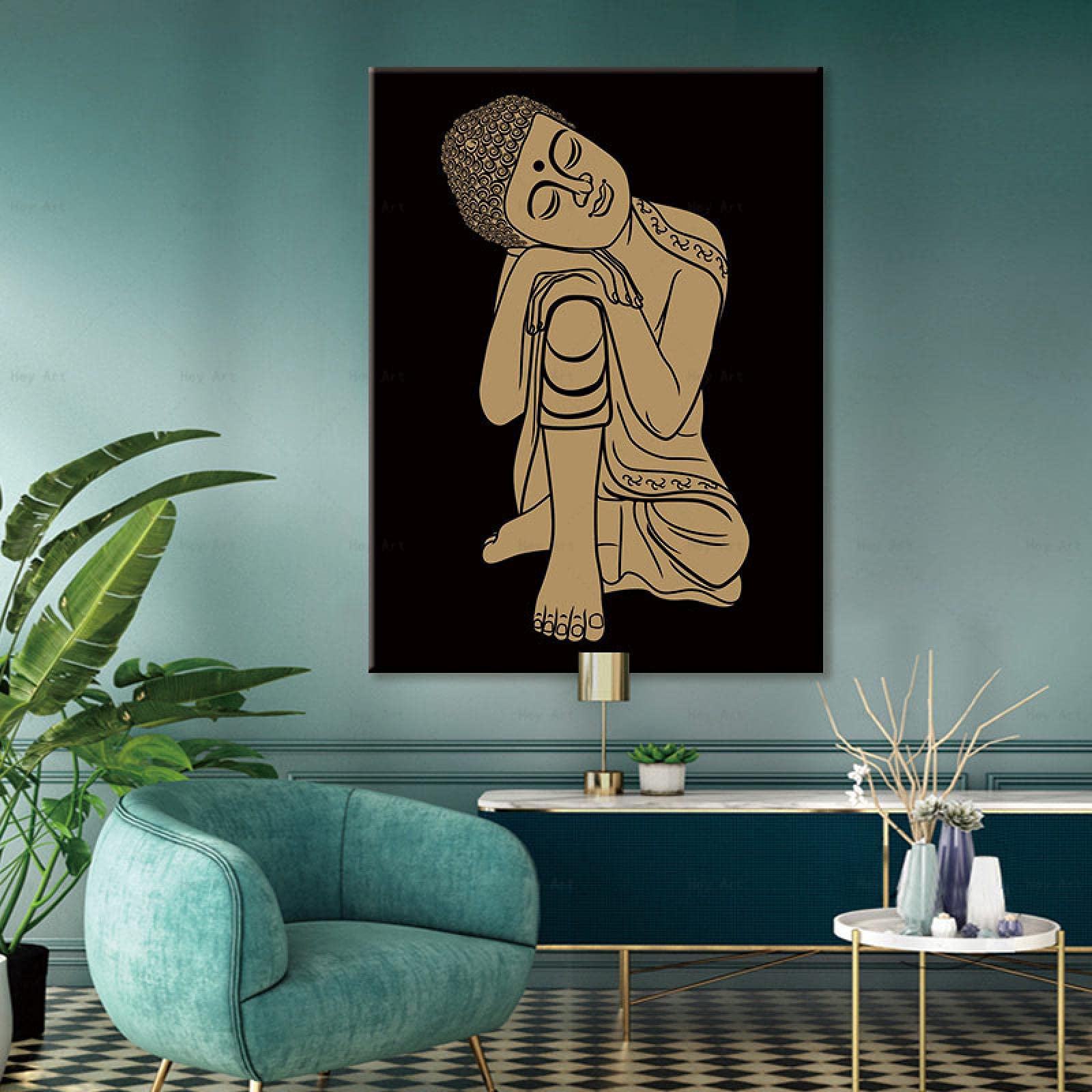 Bouddha peinture abstraite moderne toile decoration murale maison chambre 50x70