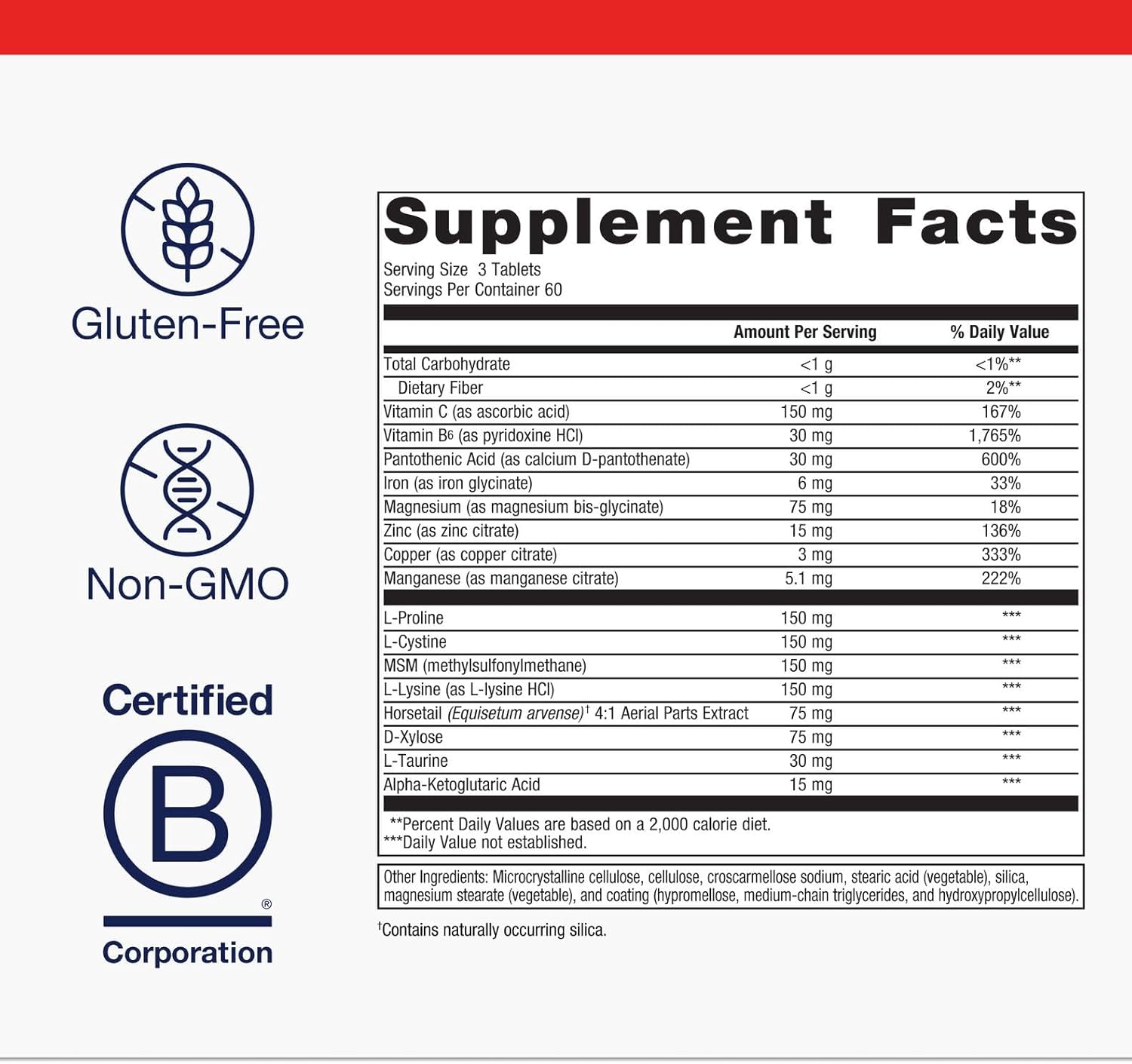 Metagenics Collagenics - Collagen‑Building Nutrients for Joint, Skin & Connective Tissue Support* - with L‑Proline, L‑Lysine, Vitamin C, Manganese & Zinc* - Non‑GMO, Gluten‑Free