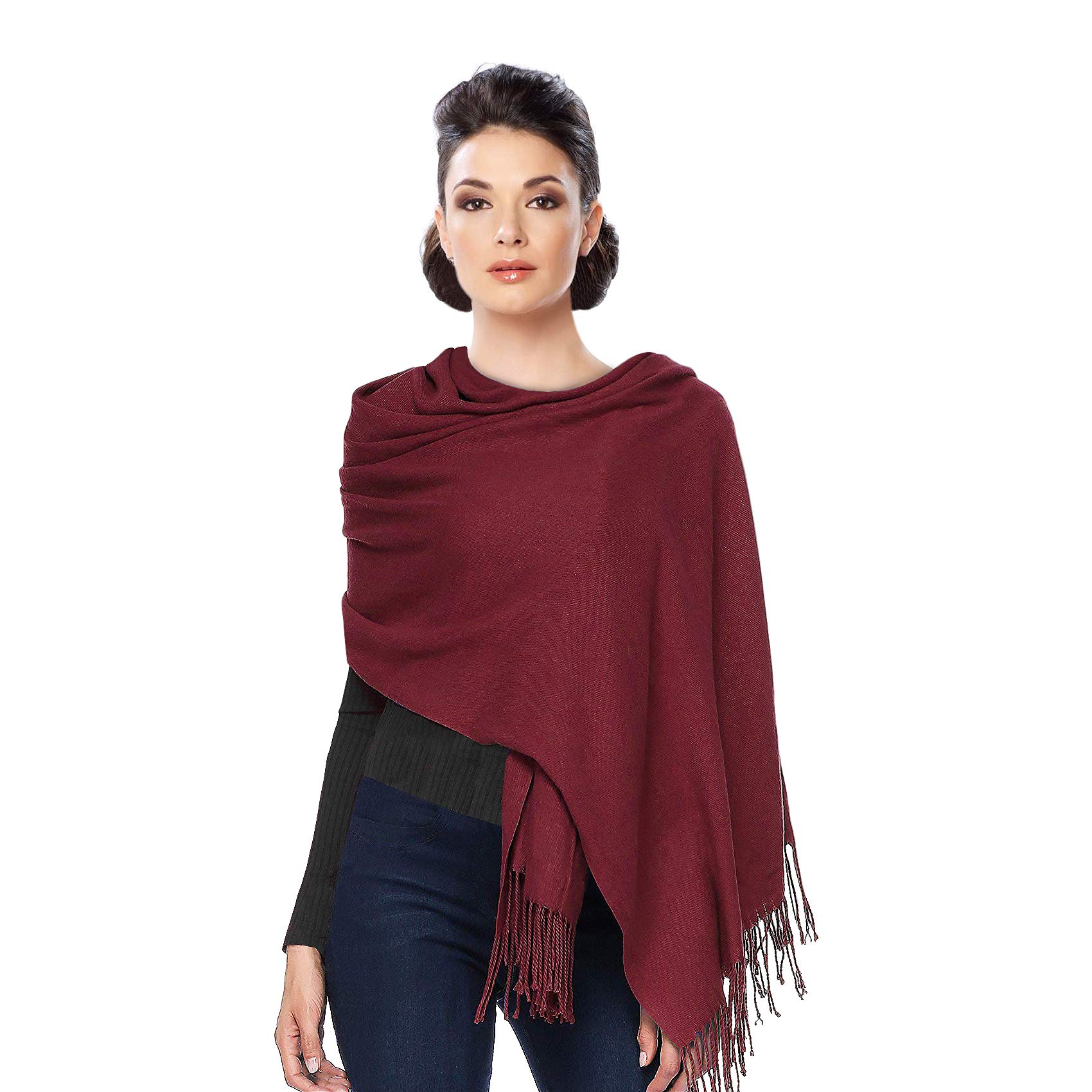 Pashmina Stola Damen für Abendkleid Kaschmirstola Kaschmir Schal Umhang Paschmina Schwarz Rot Creme Rosa Pink Blau Grün Beige Ivory Elfenbein Weiß