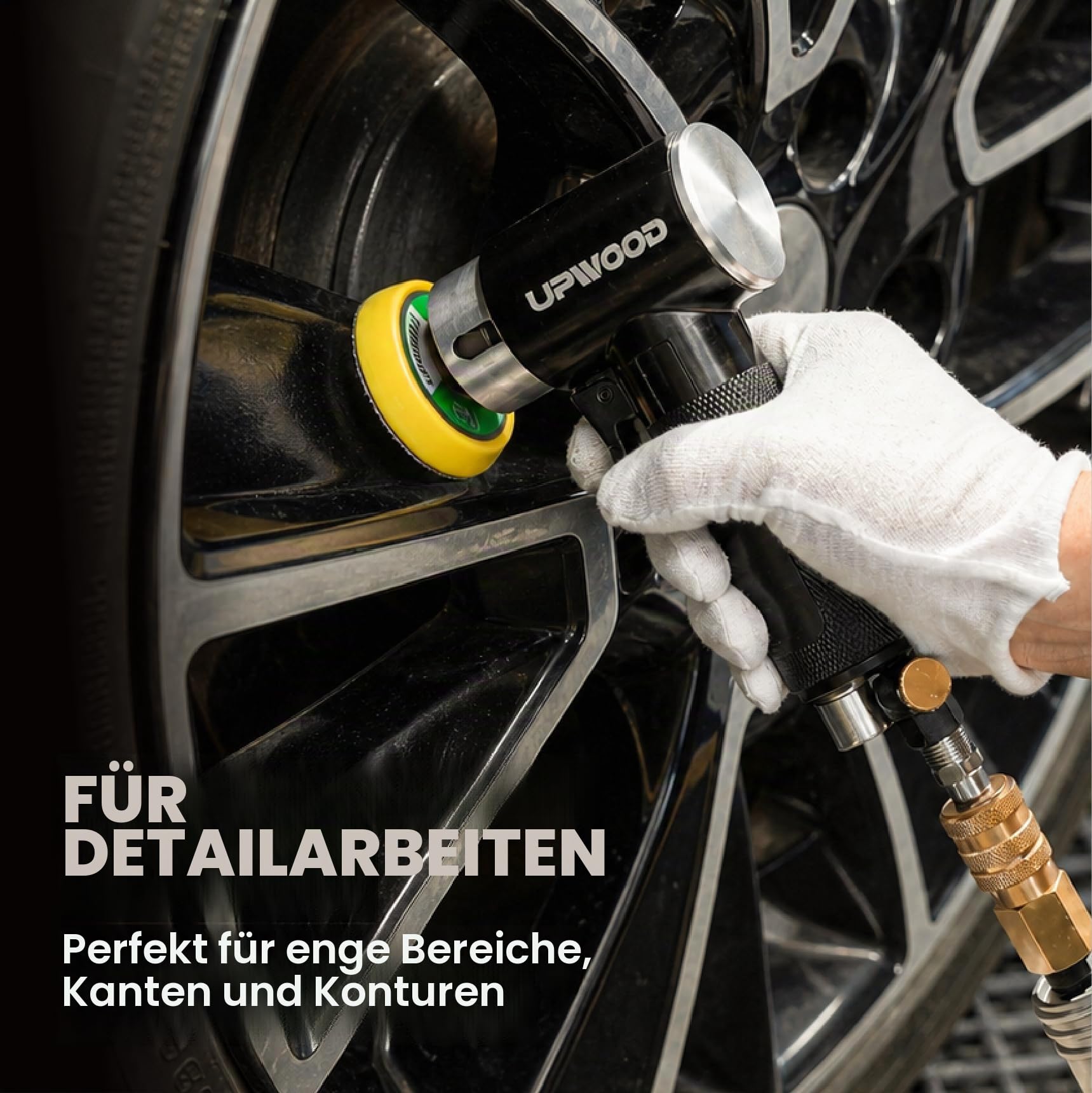 Mini Druckluft-Exzenterschleifer Set mit 2" (50 mm) und 3" (75 mm) Schleiftellern, Kompakter Pneumatischer Schleifer mit 24 Grünen Schleifscheiben, Ideal für Auto, Holz und Metall