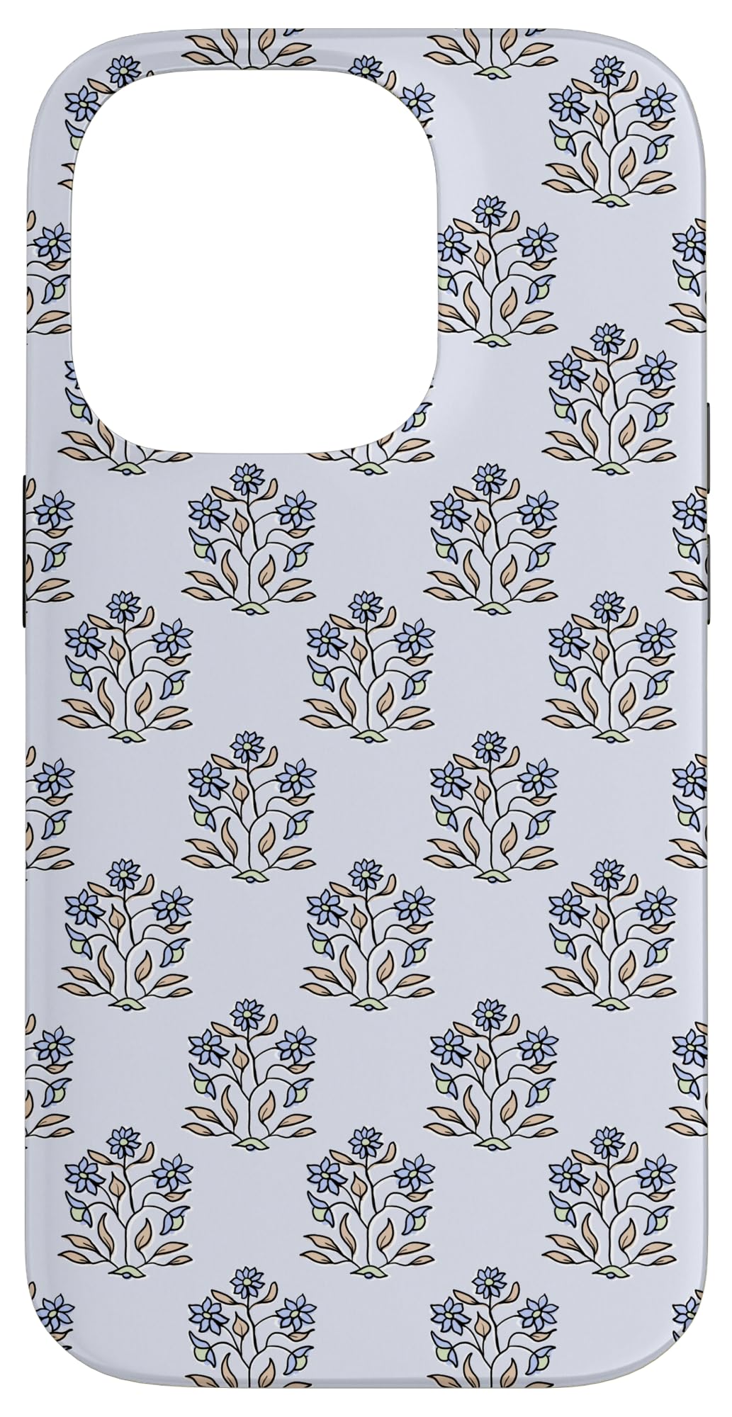 Floral Pattern in Light Blue Boho Blockprint Style Case for iPhone 14 Pro