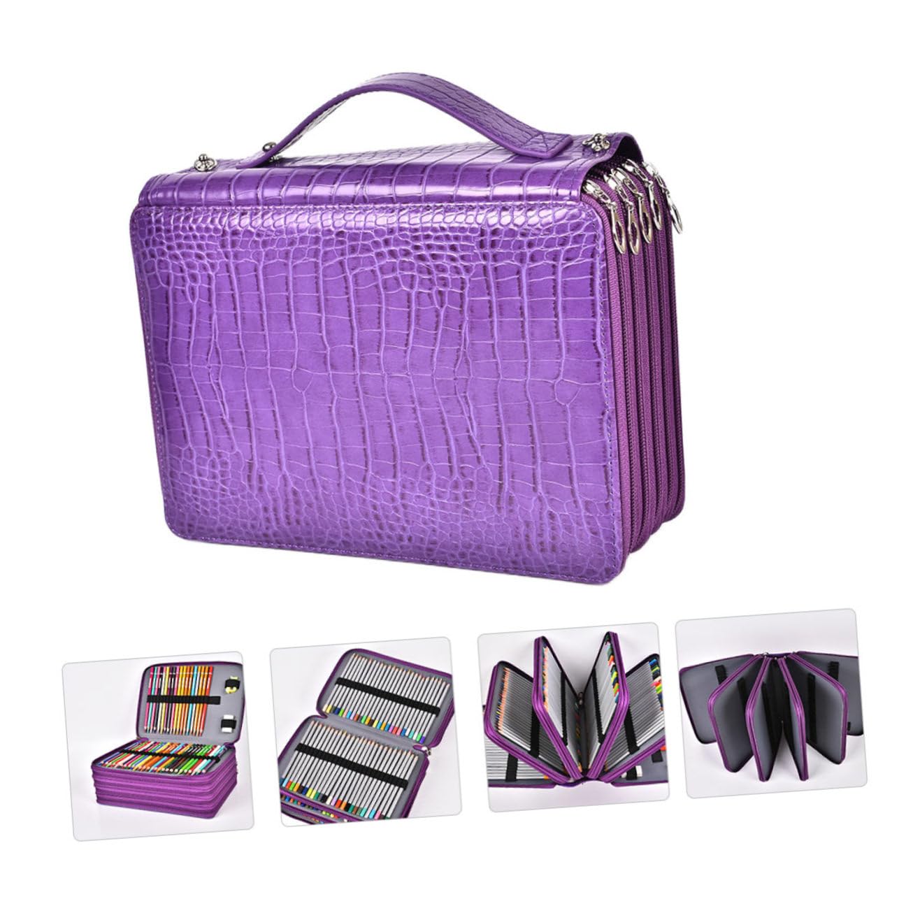 DOITOOL Portapenne Multifunzione 252 Fori Astuccio Pu Zip per Matite e Cancelleria Borsa Portaoggetti Spaziosa per Scuola e Ufficio