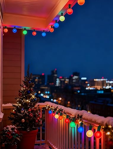 Miniatura 5 de Luces de Navidad multicolor de 50 pies para exteriores, tira de luces G40 con 27 bombillas LED de cerámica colorida (2 de repuesto), luces de árbol