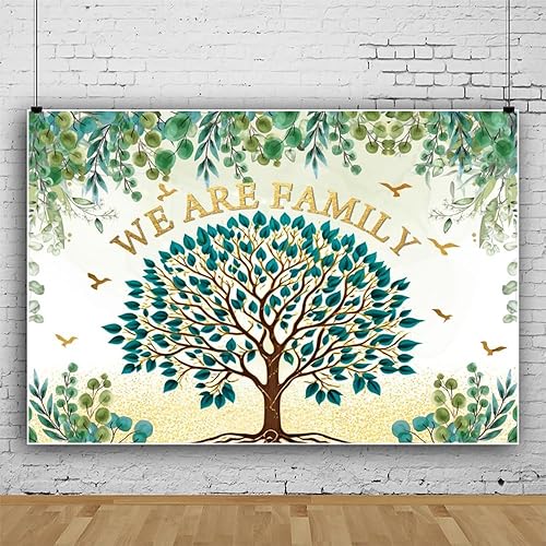 Family Reunion Backdrop Green Family Tree Leaves We are Family Photography Backg