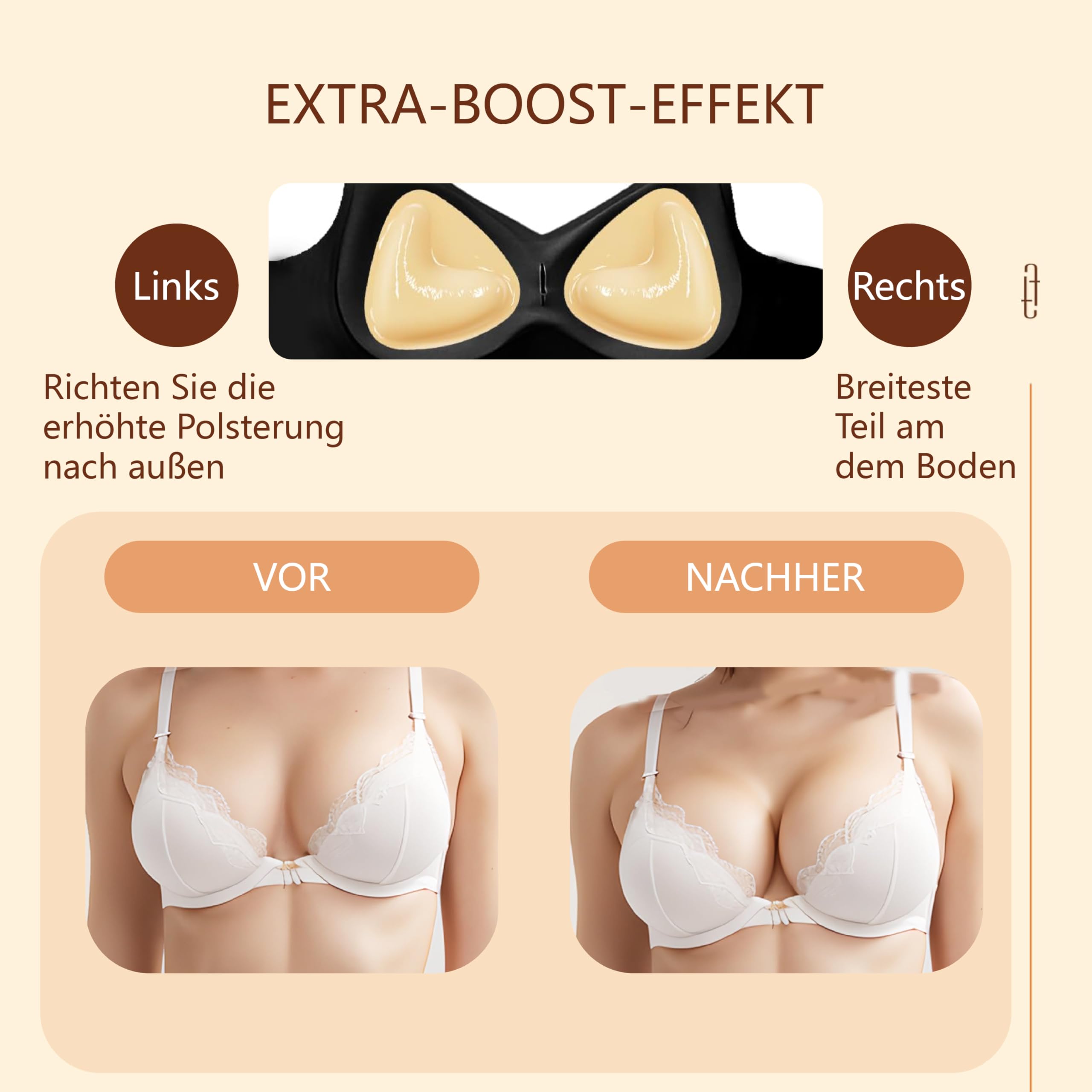 Push Up Pads, 1 paio di cuscinetti push up autoadesivi, reggiseno senza spalline, reggiseno push up pad, cuscinetti adesivi per reggiseno, reggiseni autoadesivi, 2 in 1, reggiseno, resistente