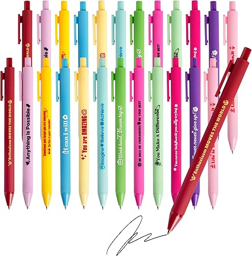 Miniatura 8 de Pecopcock 10 bolígrafos divertidos de agradecimiento, citas motivacionales con varios colores de caramelo, suaves al tacto, suministros escolares de