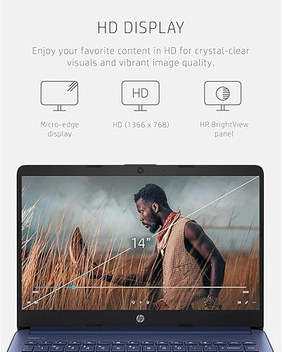 Miniatura 2 de HP Portátil delgado y ligero HD de 14 pulgadas, procesador Intel Quad-Core, batería de larga duración, cámara web, Bluetooth, Wi-Fi, SSD portátil,