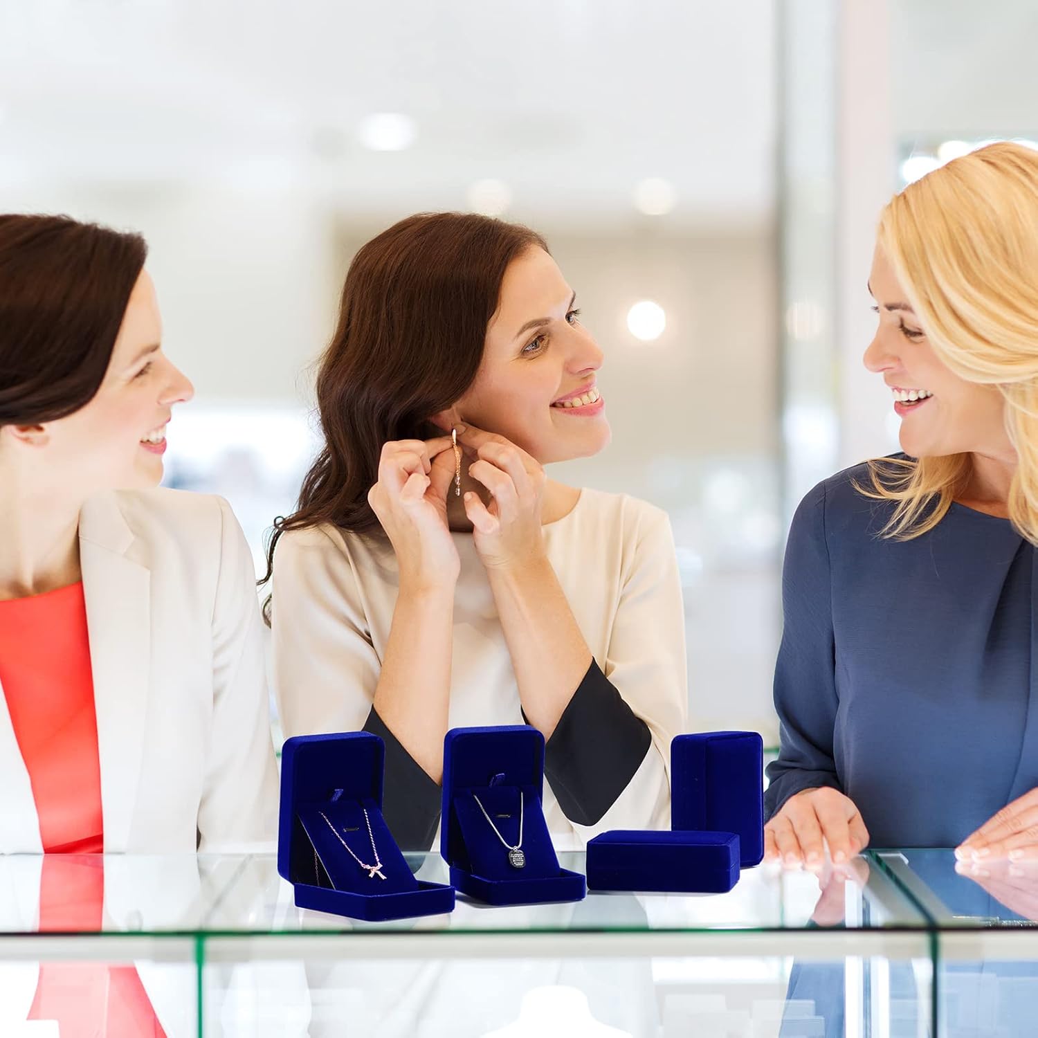 24 Pcs Necklace Pendant Box Velvet Jewelry Storage Display Case Ring Earring Pendant Jewelry Boxes Pearl Necklace Holder Gift Boxes for Christmas Wedding Engagement Birthday Anniversary(Royal Blue) - Image 3