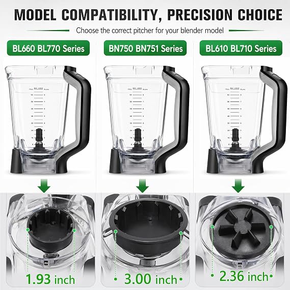 Replacement Parts for Ninja Blender, 72oz Ninja Blender Replacement Pitcher Vaso de Licuadora Ninja Blender Cups Replacement for BL660 BL770 BL771 BL773 BL740 BL780 ect.