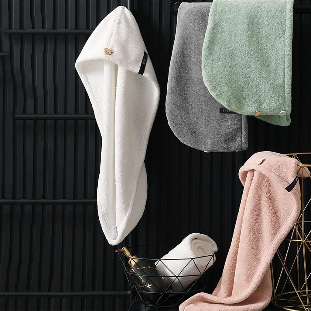 Hair Drying Cap Super Absorbent and Quick-Drying Baotou Towel and Thickening Female Cute Shower(Black)
