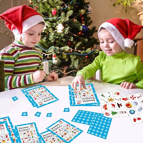 Miniatura 6 de Juego de bingo navideño de Happy Storm para niños y adultos, tarjetas de muñeco de nieve, 24 jugadores, juegos de invierno y actividades festivas