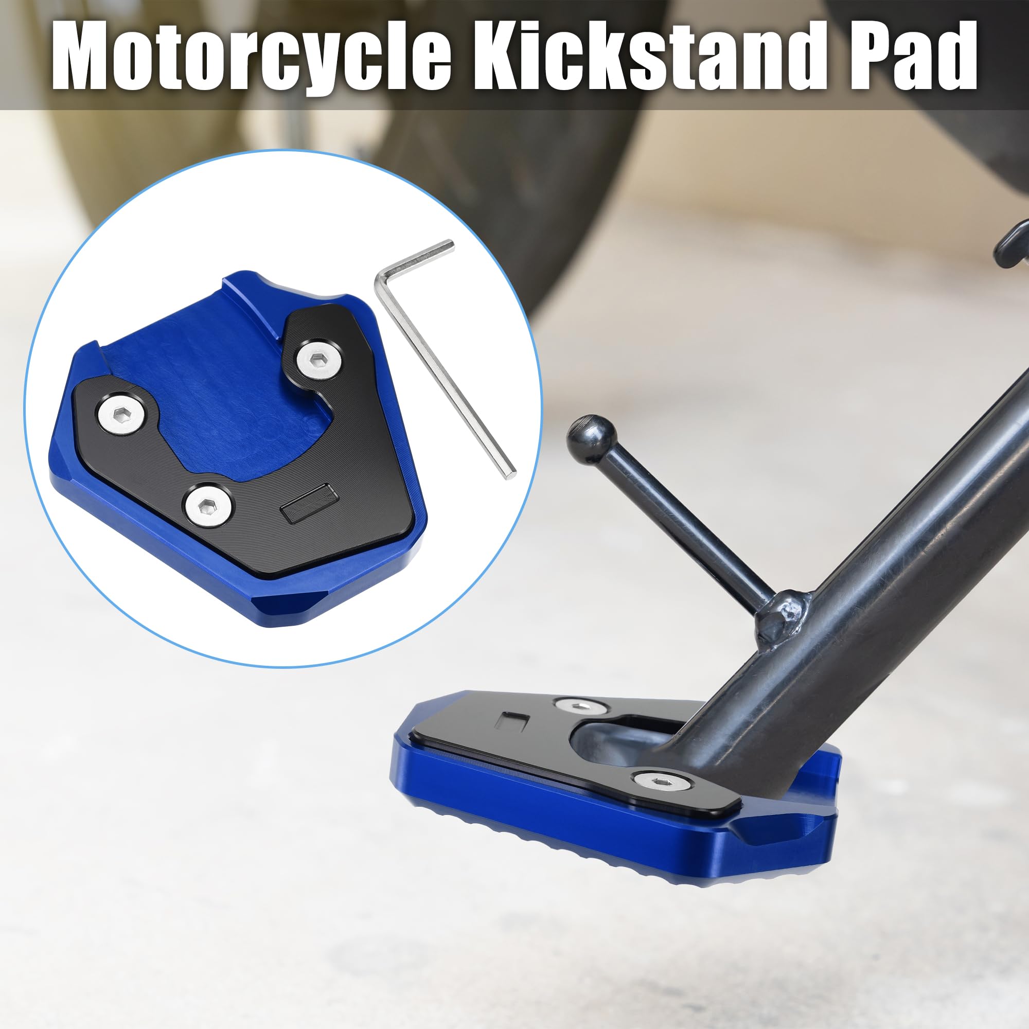 QUARKZMAN 1 Satz Motorrad Ständer Polster Für Suzuki GSX8S 22-23 | Schwarz, Blau, Aluminiumlegierung, 7,7X7,5X1,2 Cm, Verbesserte Stabilität, Einfache Montage, Inklusive Schraubenschlüssel