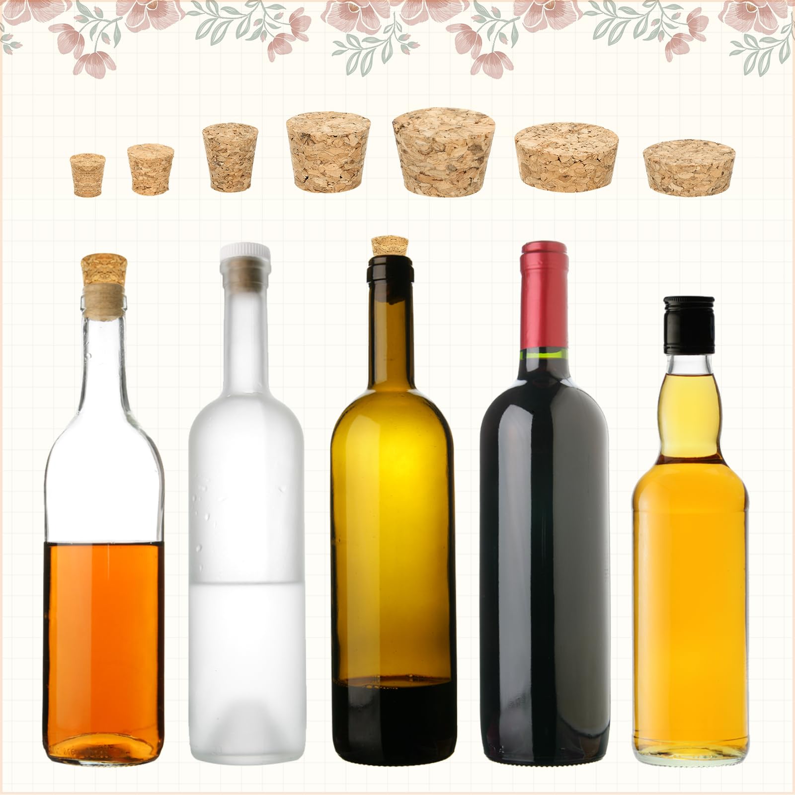 QUARKZMAN 20 Pcs Tapones De Corcho para Botellas, Tapones De Corcho Enchufes, 0.35x0.24x0.39 Pulgadas Corchos Naturales De Madera Blanda Cónicos para Bar Restaurante Manualidades DIY