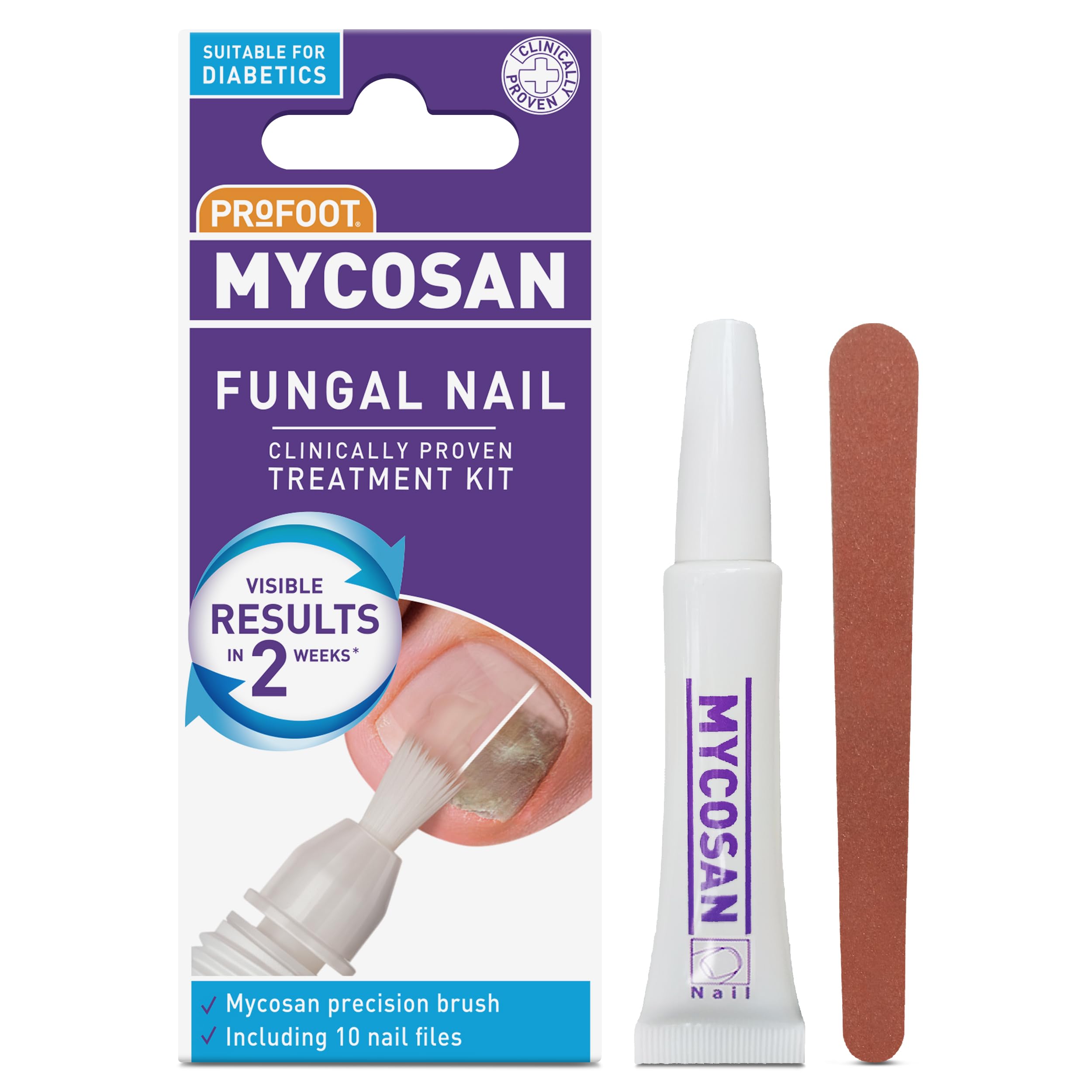 Profoot Mycosan Fungal Nail Treatment - 5ml Unique Serum Treatment for Toenail Infection - Includes Specially Designed Brush, 10 Single-Use Nail Files & Treatment Schedule - Nail Fungus Treatment