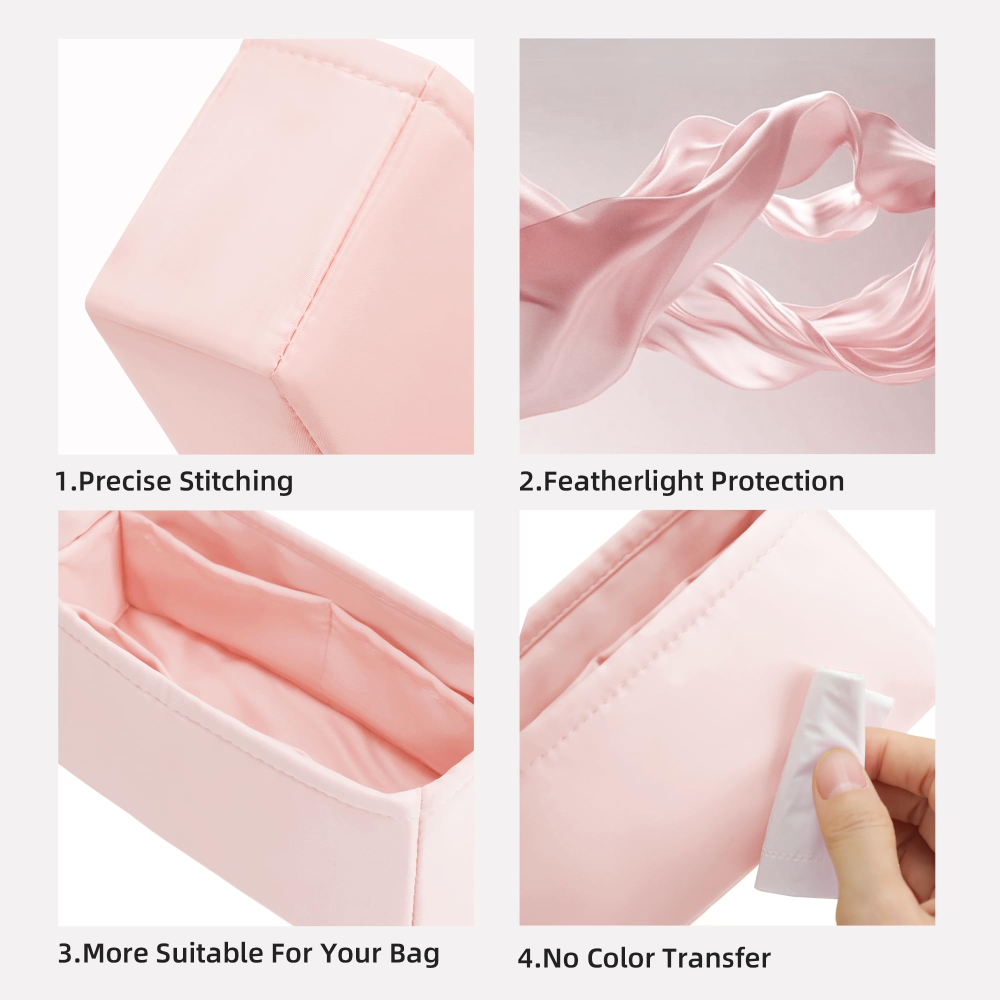 DGAZ Organizador de Bolso Satin para Herbag 20, Inserto Bolso, Rosa