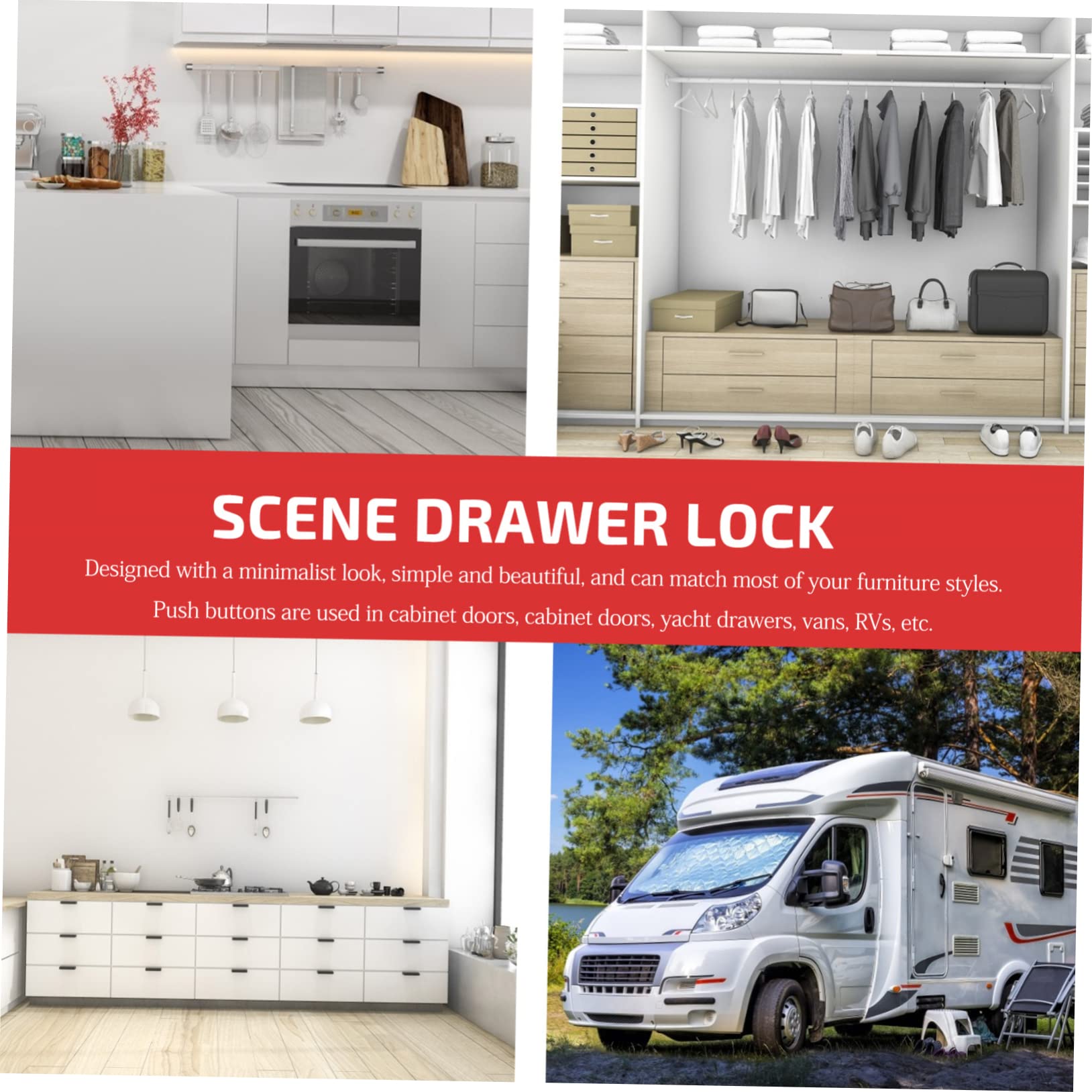 WOONEKY 3 Serrature Per Armadietti Senza Chiave Con Pulsante Design Minimalista