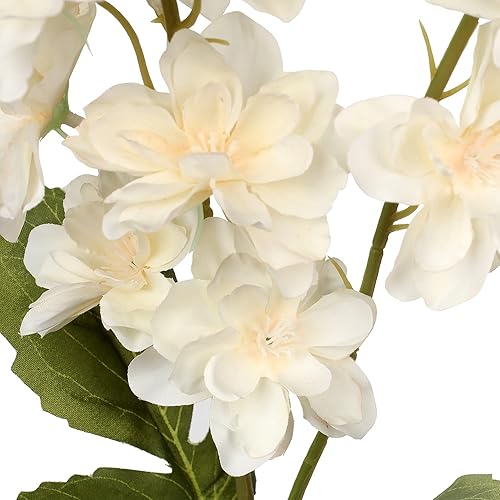 Miniatura 6 de Flores falsas blancas Delphinium Ramo de boda, flores blancas, tallos de seda para jardín, espolón de alondro, flores de tallo largo para florero,