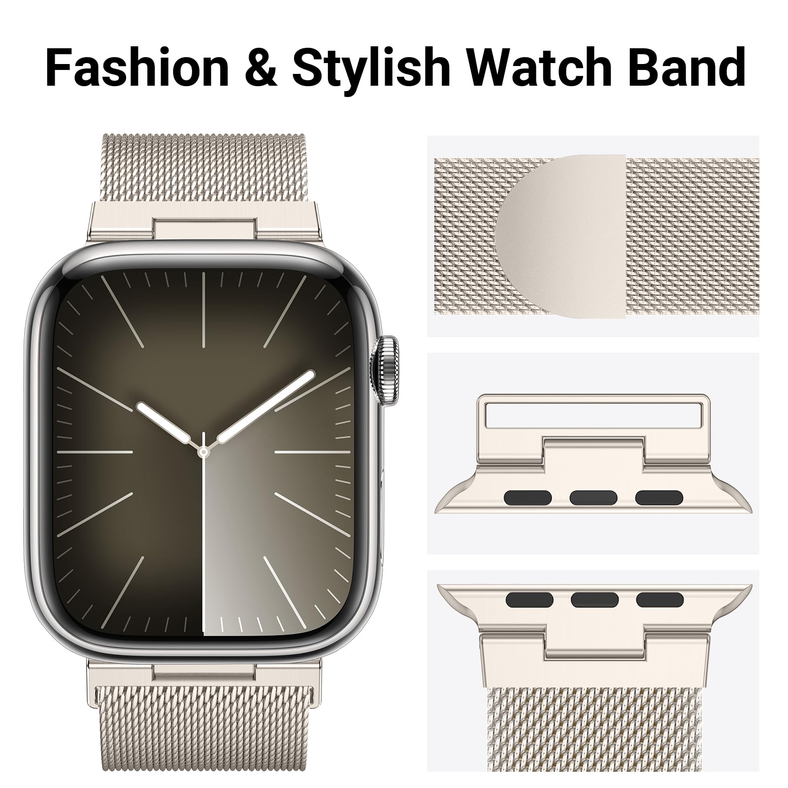 ZALAVER Metal Band Compatible with Apple Watch Bands for Women 40mm 41mm 38mm 42mm 44mm 45mm 49mm Series 9 Ultra SE 8 7 6 5 4 3 2 1 Men, Magnetic Clasp Replacement Straps for iWatch Bands