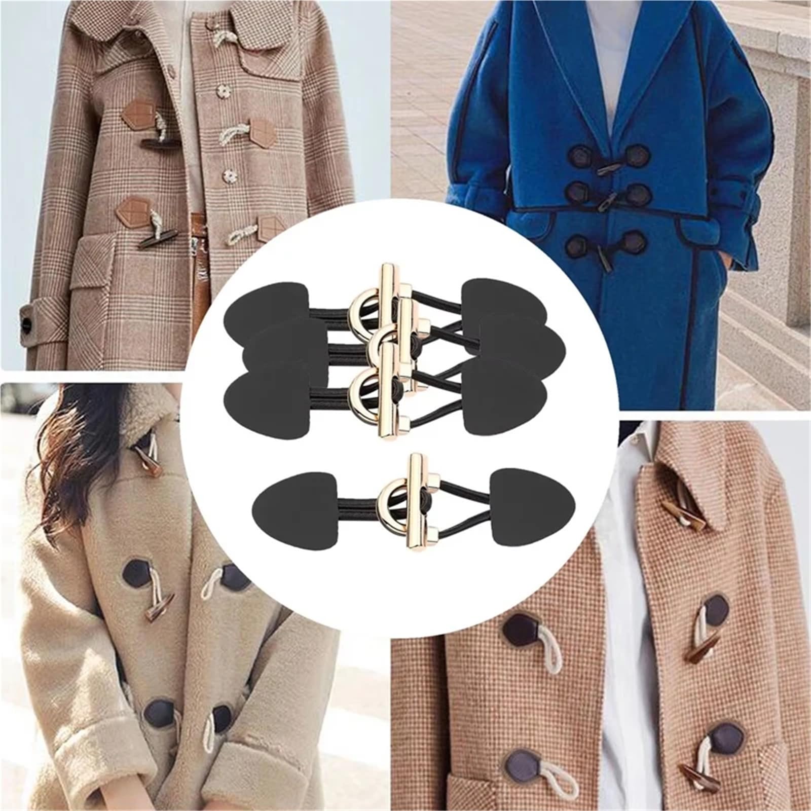 Skórzana zakładka zapinana na zatrzask 8 par Vintage skórzana klamra metalowy róg zapięcia na guziki płaszcz kurtka Duffle na pelerynę Poncho(Beige)