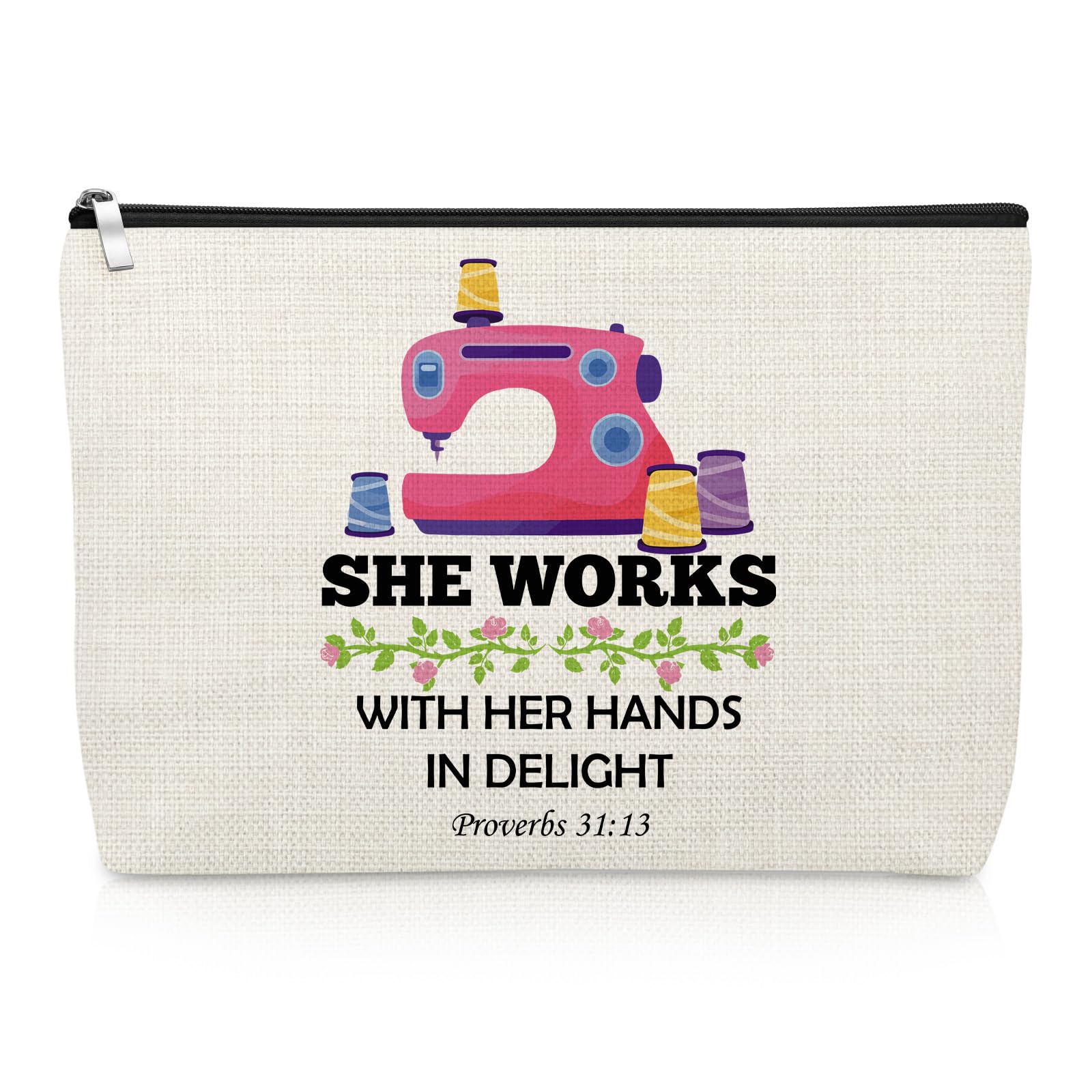 Gevody Quilting Gifts for Women Makeup Bag Sewing Gifts for Sewing Lovers Seamstress Quilters Sewer Cosmetic Bag Christmas Birthday Present for