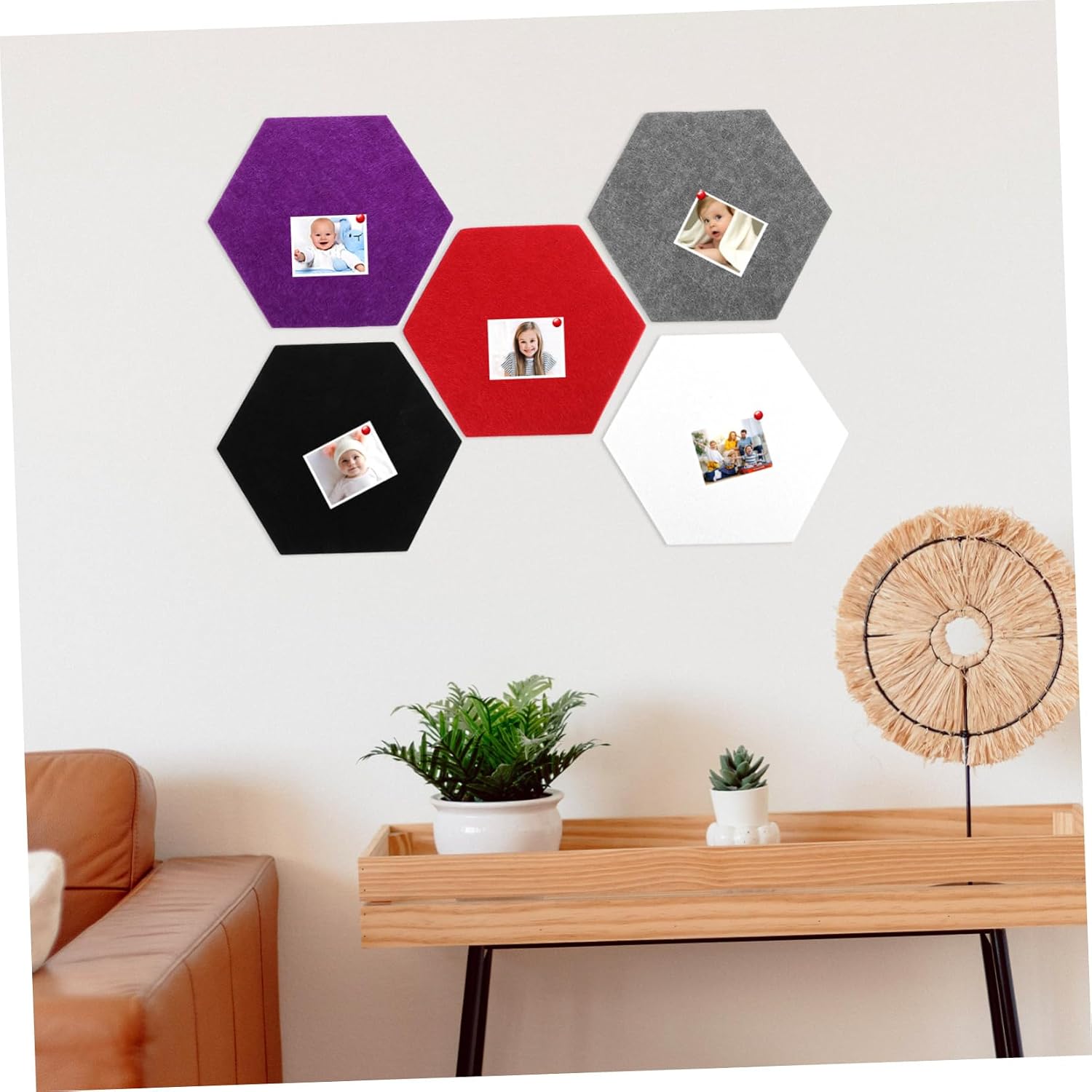 OSALADI 10-Piece Hexagon Felt Bulletin Board Tiles Self-Adhesive Acoustic Wall Stickers for Photos and Memos Felt Pin Board for Home Office Decor