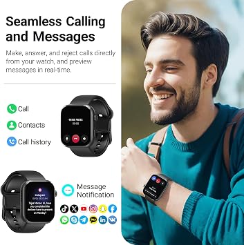 TOZO S6 Smartwatch 1.85 AMOLED Ultra-Clear Screen Dynamic Watch Faces Bluetooth Call,100+ Sports Modes Fitness Watch Activity Tracker with Heart Rate/Sleep/Blood Oxygen Monitor IP68 Waterproof Black