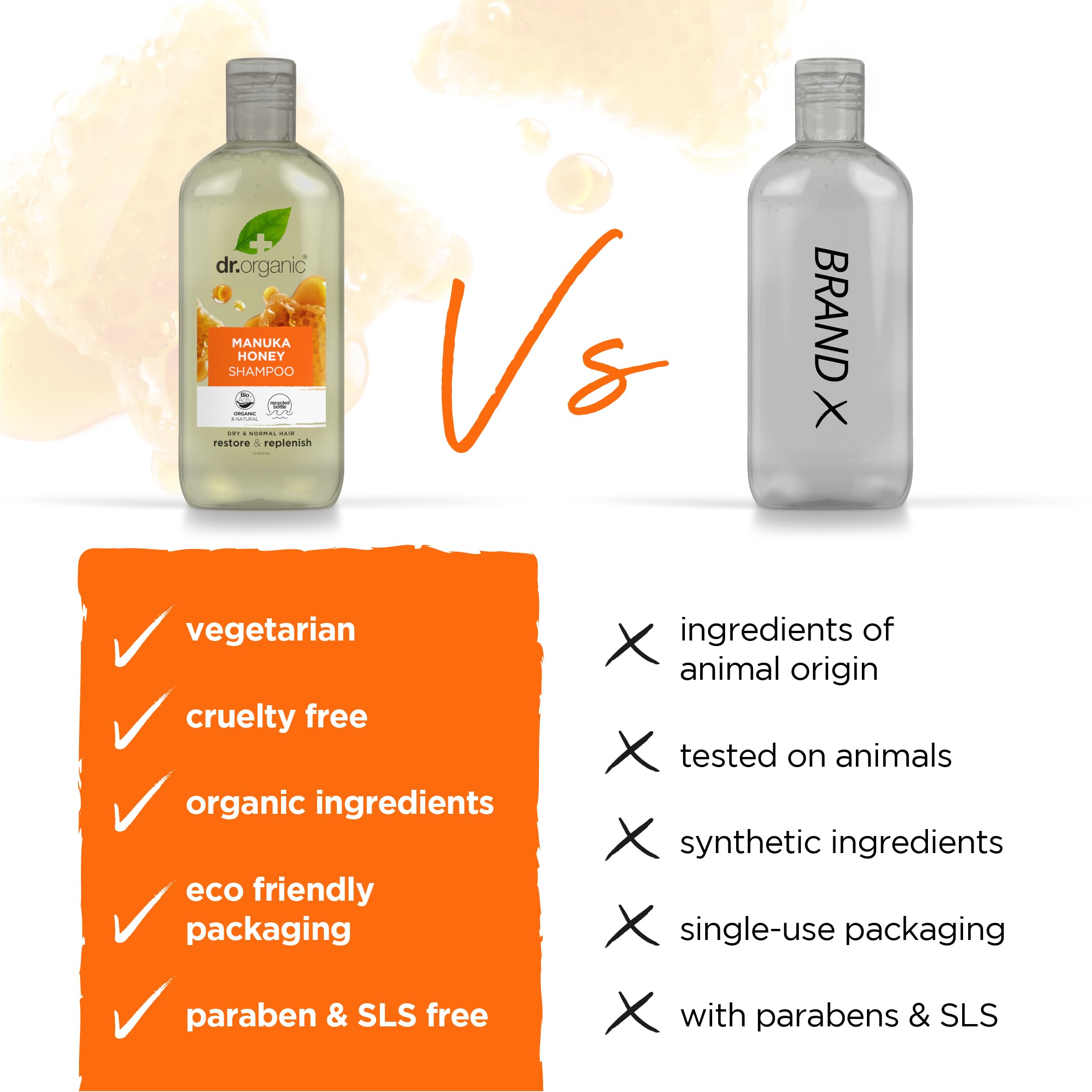 Dr Organic Manuka Honey zestaw szamponów i odżywek z torbą podróżną, regenerujące, suche włosy, naturalne, wegetariańskie, wolne od okrucieństwa, bez parabenów i SLS, nadające się do recyklingu i