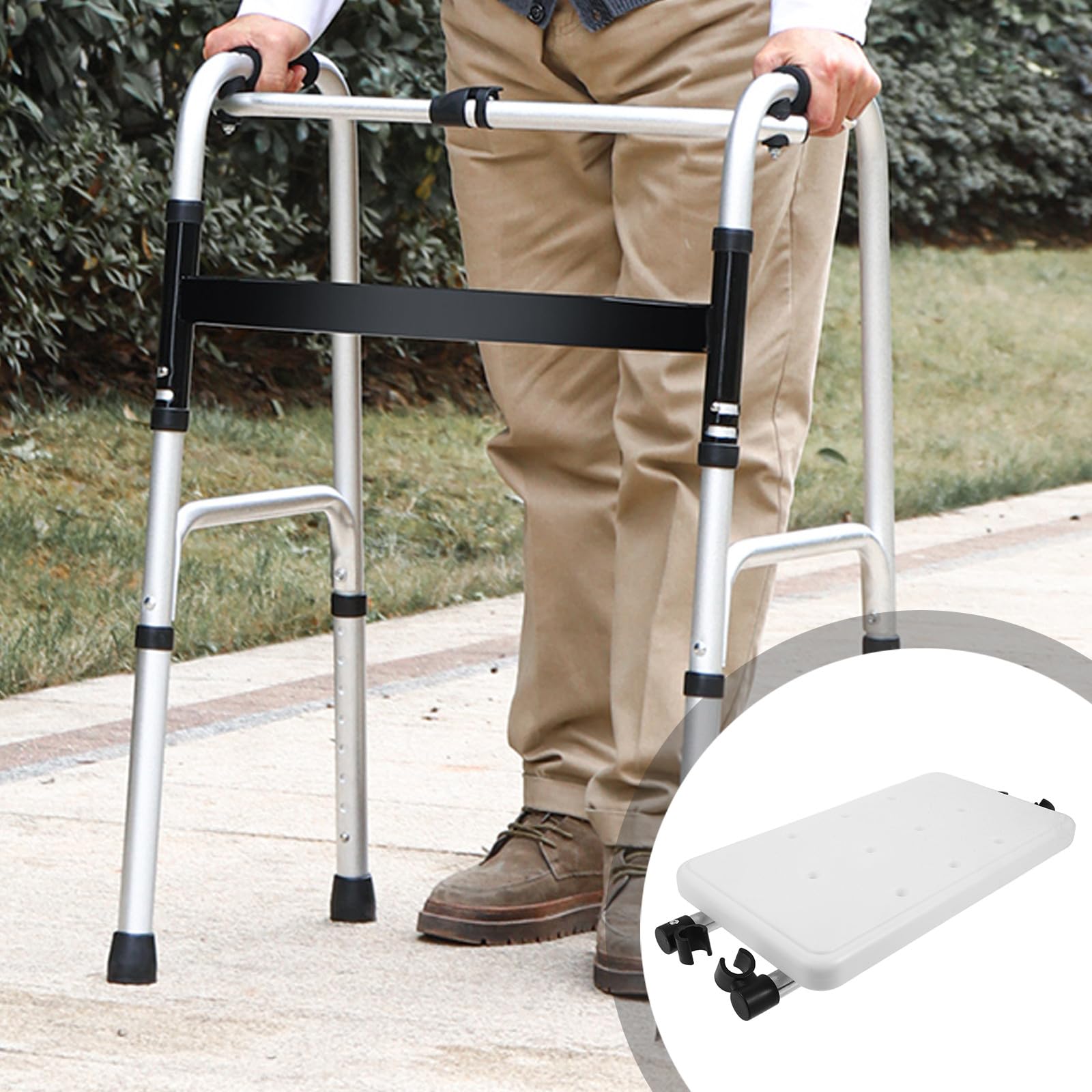 Sedile Reversibile in Lega di Alluminio per Deambulatore, Accessorio di Ricambio per Sedile da Doccia Walker, Supporto Stabile per Ausilio Bagno e Mobilità