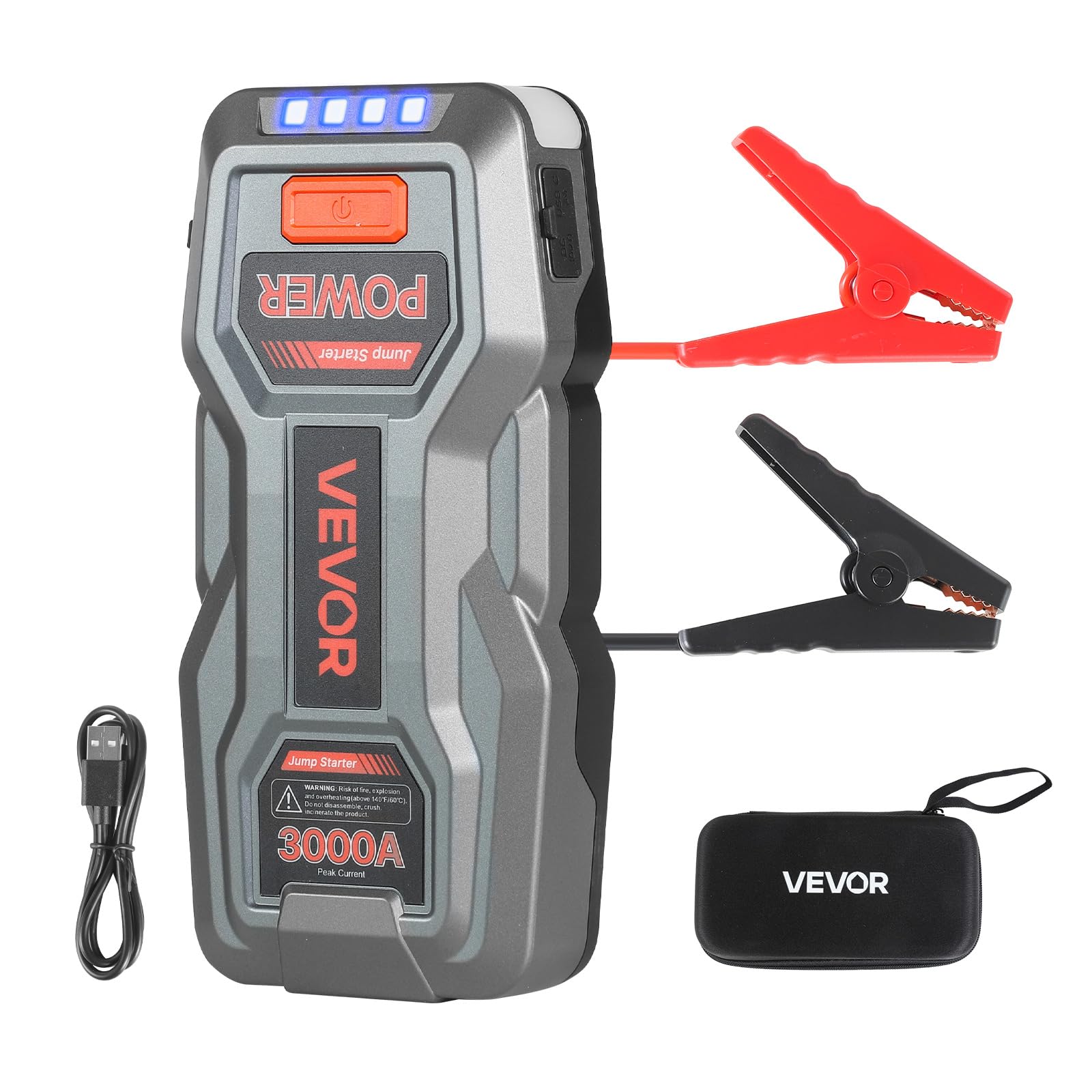 small battery booster box VEVOR Jump Starter, 3000A Peak, Car Jumper Starter Pack, 12V Portable Lithium Battery Booster, Jump Power Bank with 3 Modes Flashlight and Jumper Cable, for Up to 9L Gas/7L device charging The Overframe / Extended Color:Royal Purple feature::Premium Vegan Leather