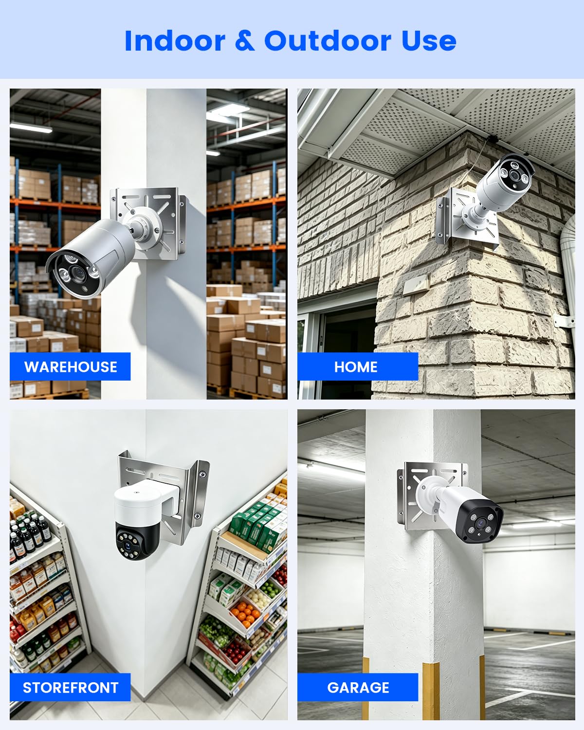 Robuste Sicherheitskamera-Eckhalterung, Universal-Edelstahl-Wandhalterung für Innen- und Außenbereich, für Überwachungskameras, Mini-Dome- und PTZ-Kameras