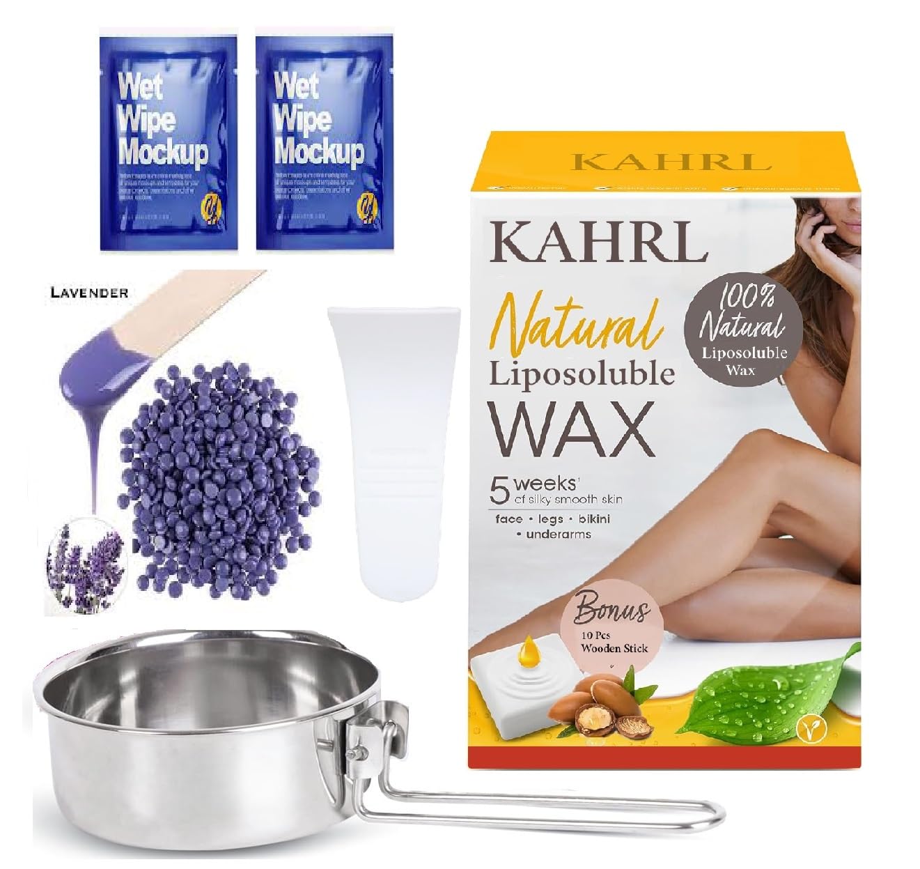 KAHRL Brazilian Face Wax Stripless Waxing with Hair Removal Wax Beans(100g) and Hair Removal Waxing Kit for Women Full Body Waxing Combo Wax For Women Hair Remover Wax Beans