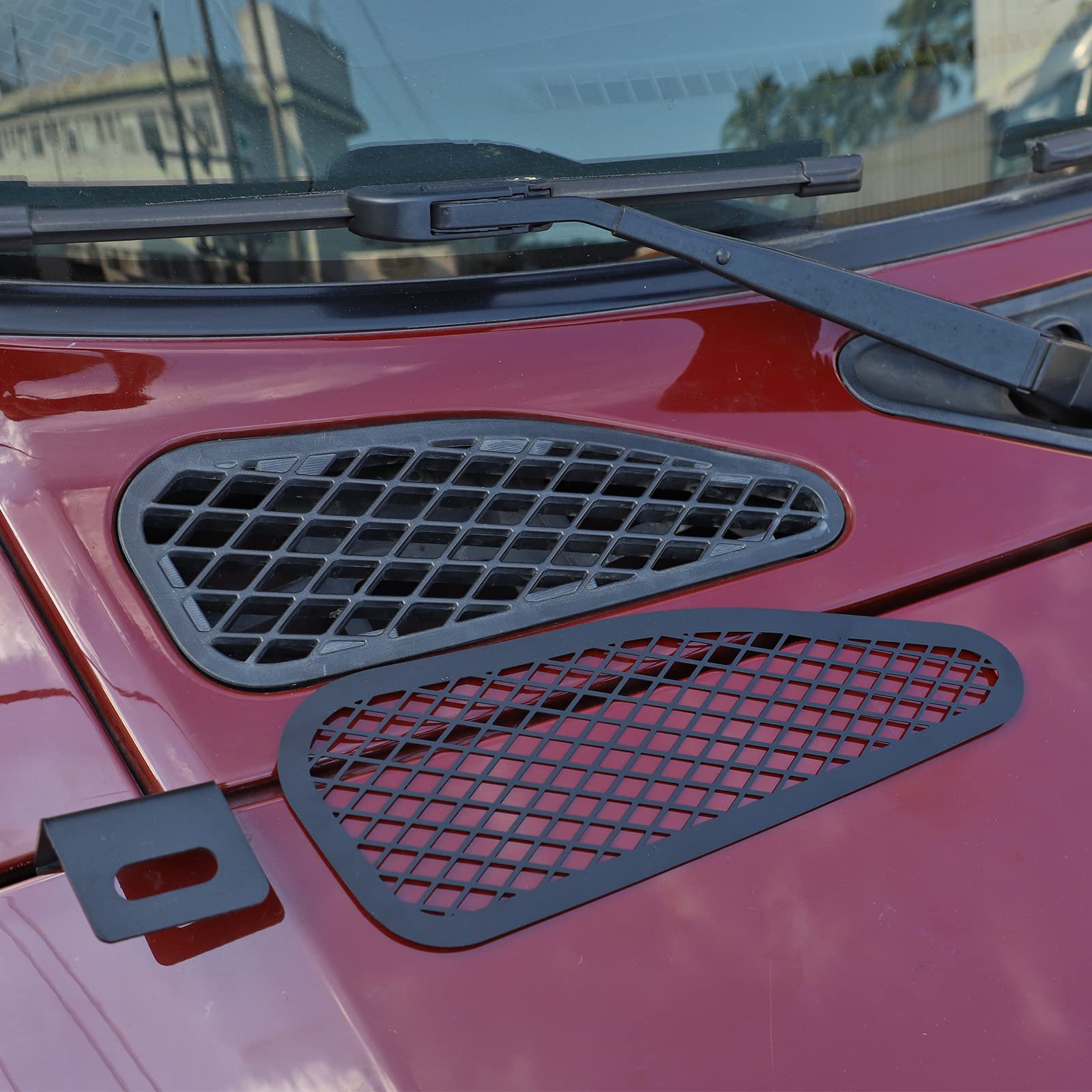 LLKUANG Car Engine Hood Cover Exhaust Port Air Vent Cover Fit for Toyota FJ Cruiser 2007-2021 Stainless Engine Air Outlet Protection Net Cover Trim-3pcs (Black)