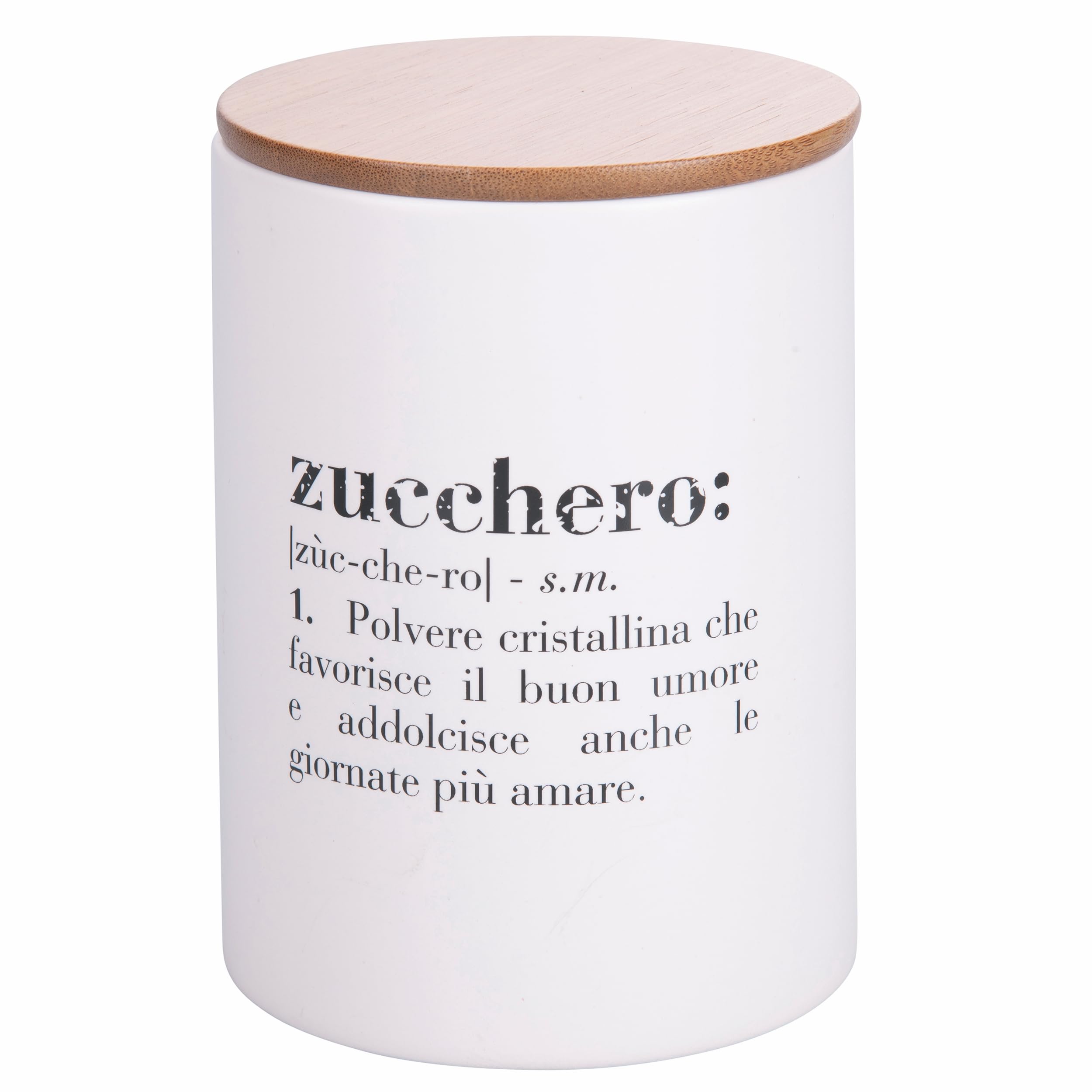 Villa d'Este Home Tivoli Set 3 barattoli caffè, zucchero e sale 750 ml in gres, coperchio in bambù, Victionary Light