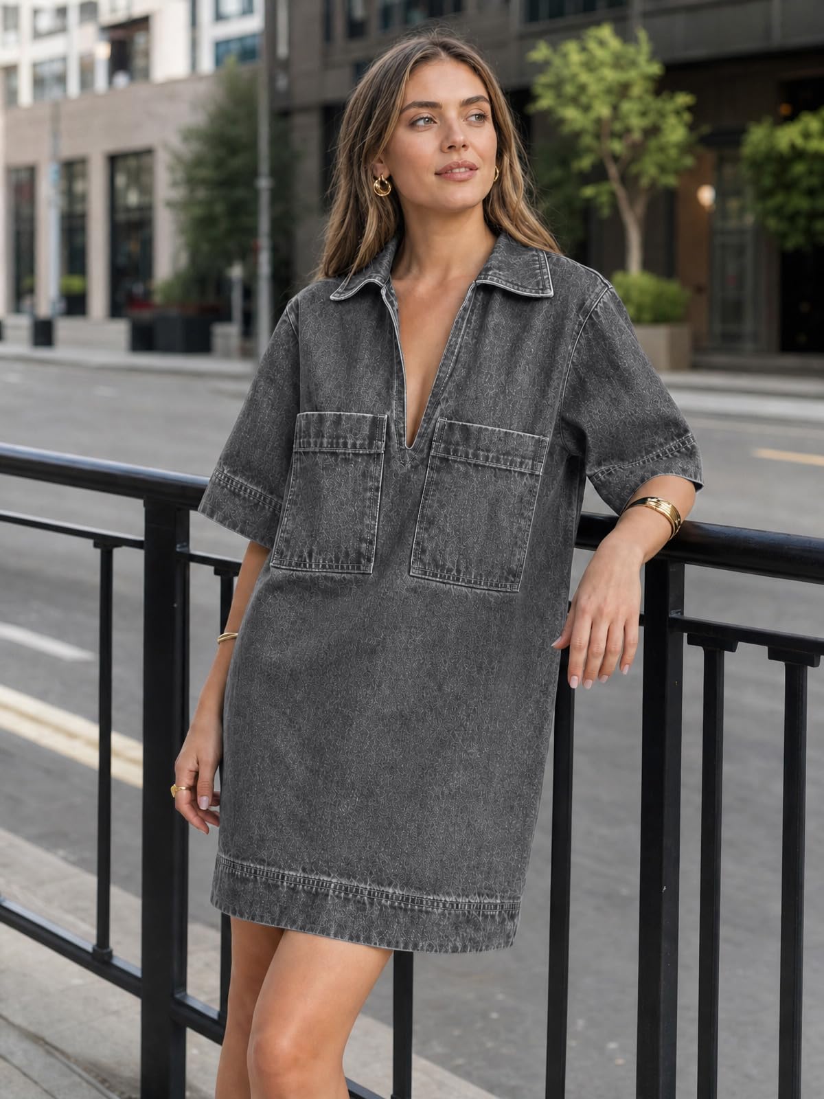 Fisoew Denim Dresses Clásico Mujer