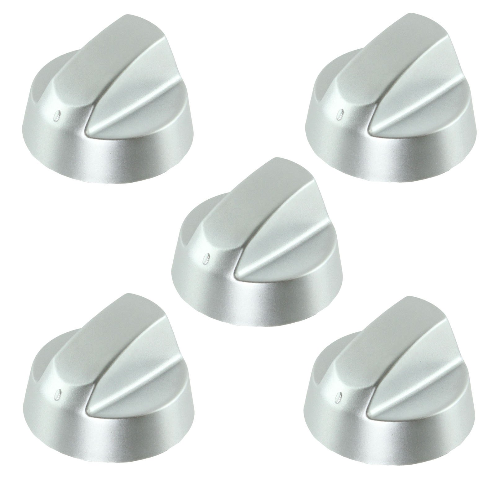 Spares2go Silver Control Knobs/Dials For Zanussi Oven Cooker & Hob (Pack Of 5 + Adaptors, )