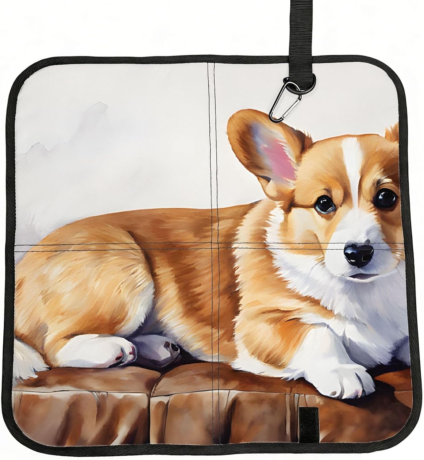 (Cute Corgi) Sitting Pad Foldable Seat Cushion Lightweight Camping Seat Mat with Hook for Outdoor Hiking Picnic Camping