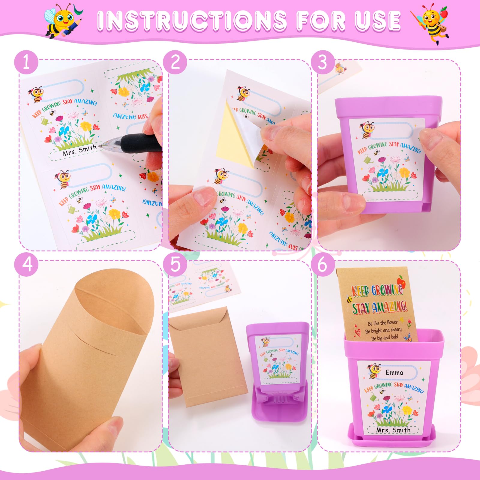 HOWAF Gifts for Students from Teachers 32 Pack Wildflower Seed Packets-Not Included Seed, Flower Pots - Image 4