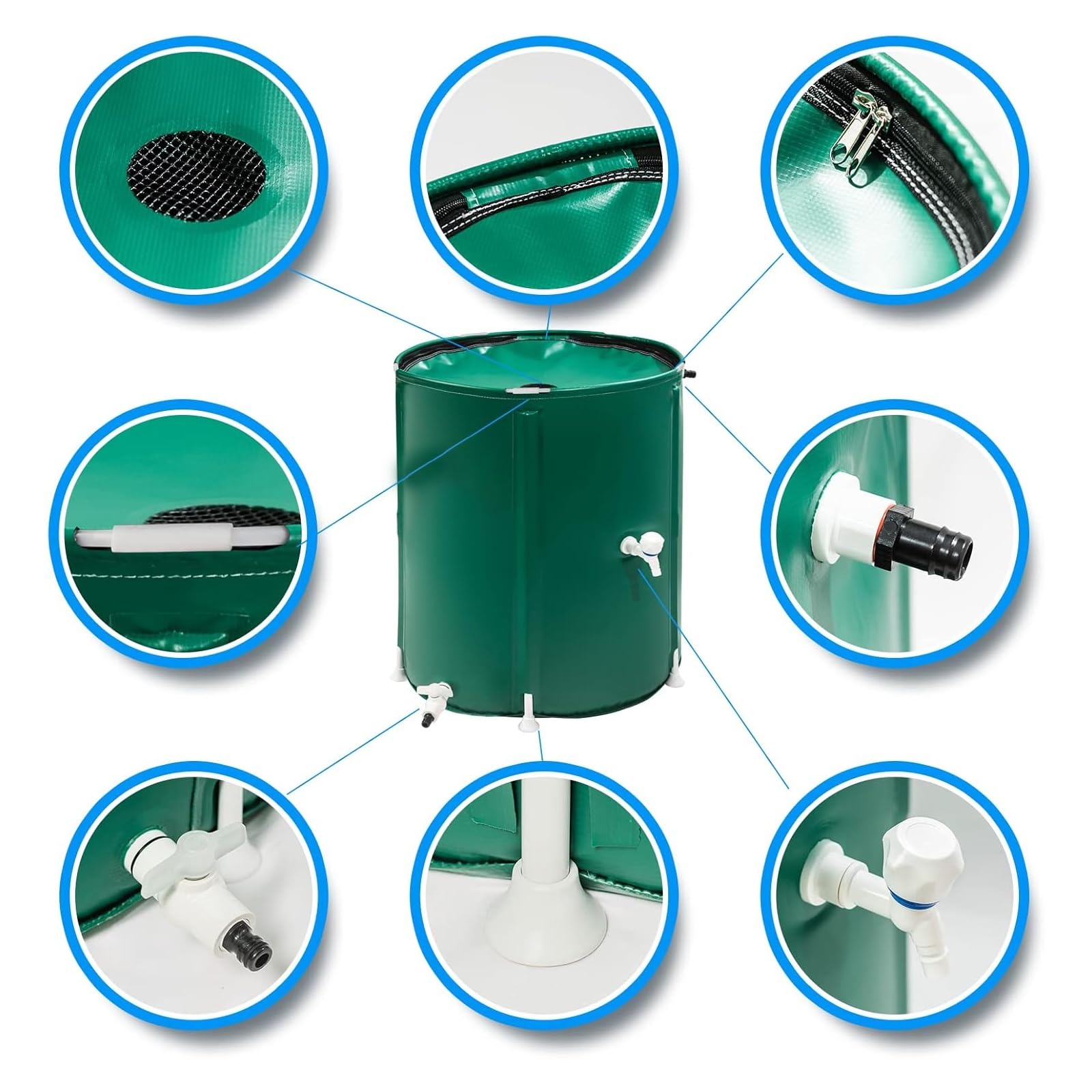 Depósito de almacenamiento de agua plegable portátil para jardín, colector de agua de lluvia con filtro para uso en exteriores y césped