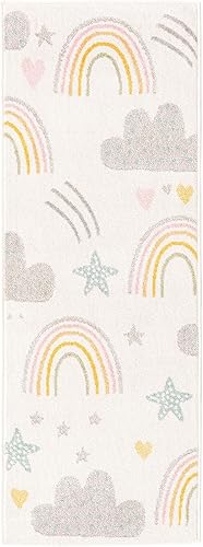 Miniatura 8 de Unique Loom Whimsy Collection - Alfombra rectangular de 5 pies 3 pulgadas x 8 pies 0 pulgadas, marfilazul claro