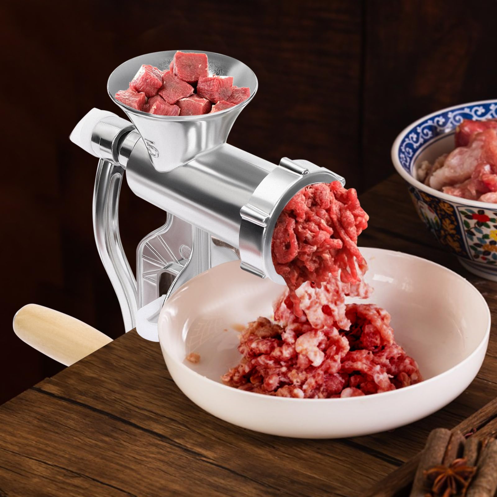 Manual Meat Grinder, Sausage Stuffer, with Adjustable Table Clamp, 2.6 In, with Stuffer, Can be Used for Mincing Meat, Fish, Garlic, Dried Peppers