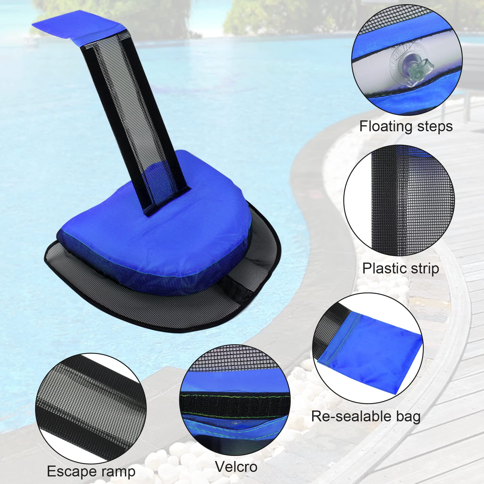 Rampe D'évacuation Pour Piscine Gonflable - Pour Sauver Petits Animaux, Polyester Et Maille, Facile à Installer Et Déplacer