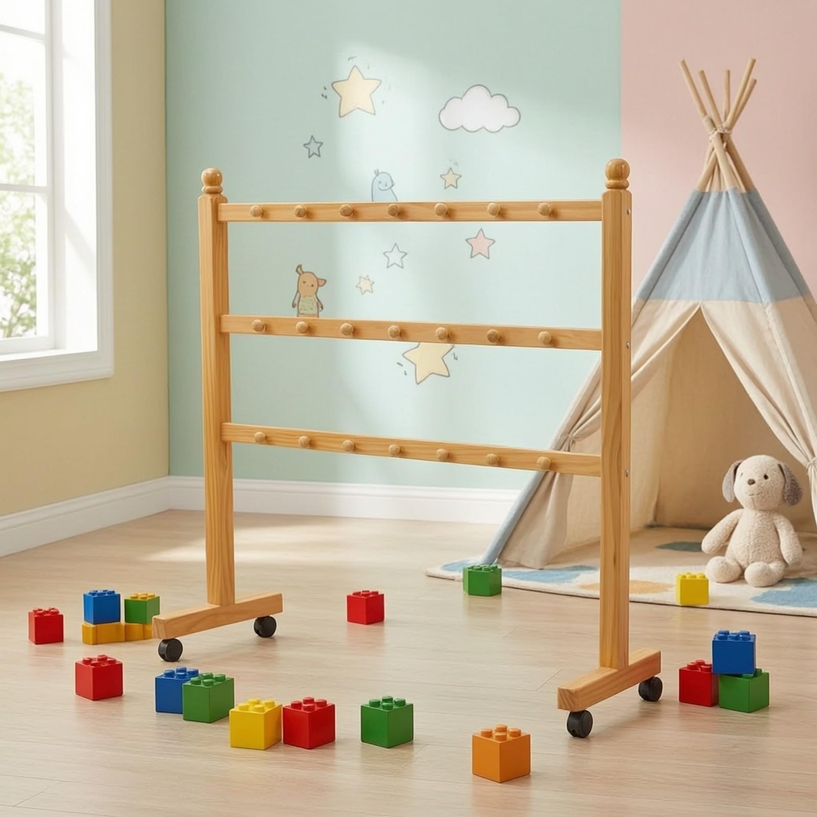 Toallero con RU | Minimalista, Toallero Infantil con Perillas Redonadas, Elegante, para Preescolares