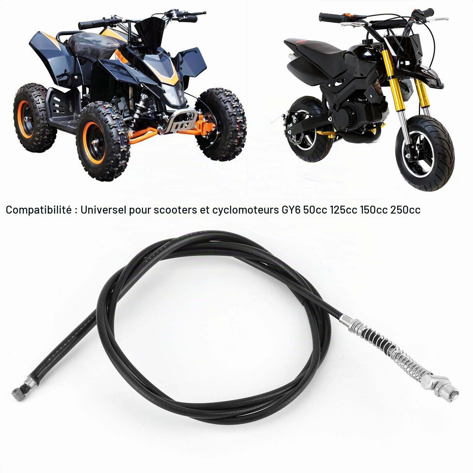 Aramox Câble de Frein Arrière Universel, 75,6 Pouces, pour Moto ATV Scooter Chinois GY6 Cyclomoteurs 50 125