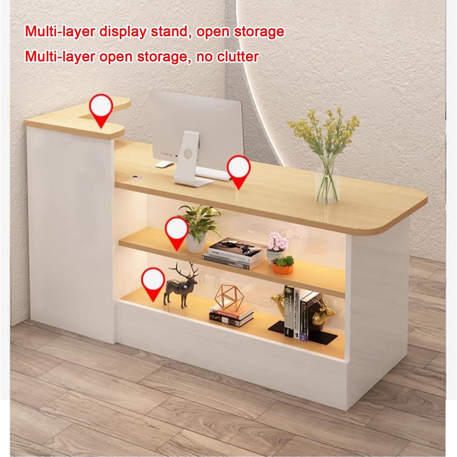 Scrivania moderna agli ioni di vendita al dettaglio, banco degli ioni per ufficio e reception elegante scrivania per gli ospiti per piccoli bar, negozi e alberghi (B-4 100 x 55 cm)
